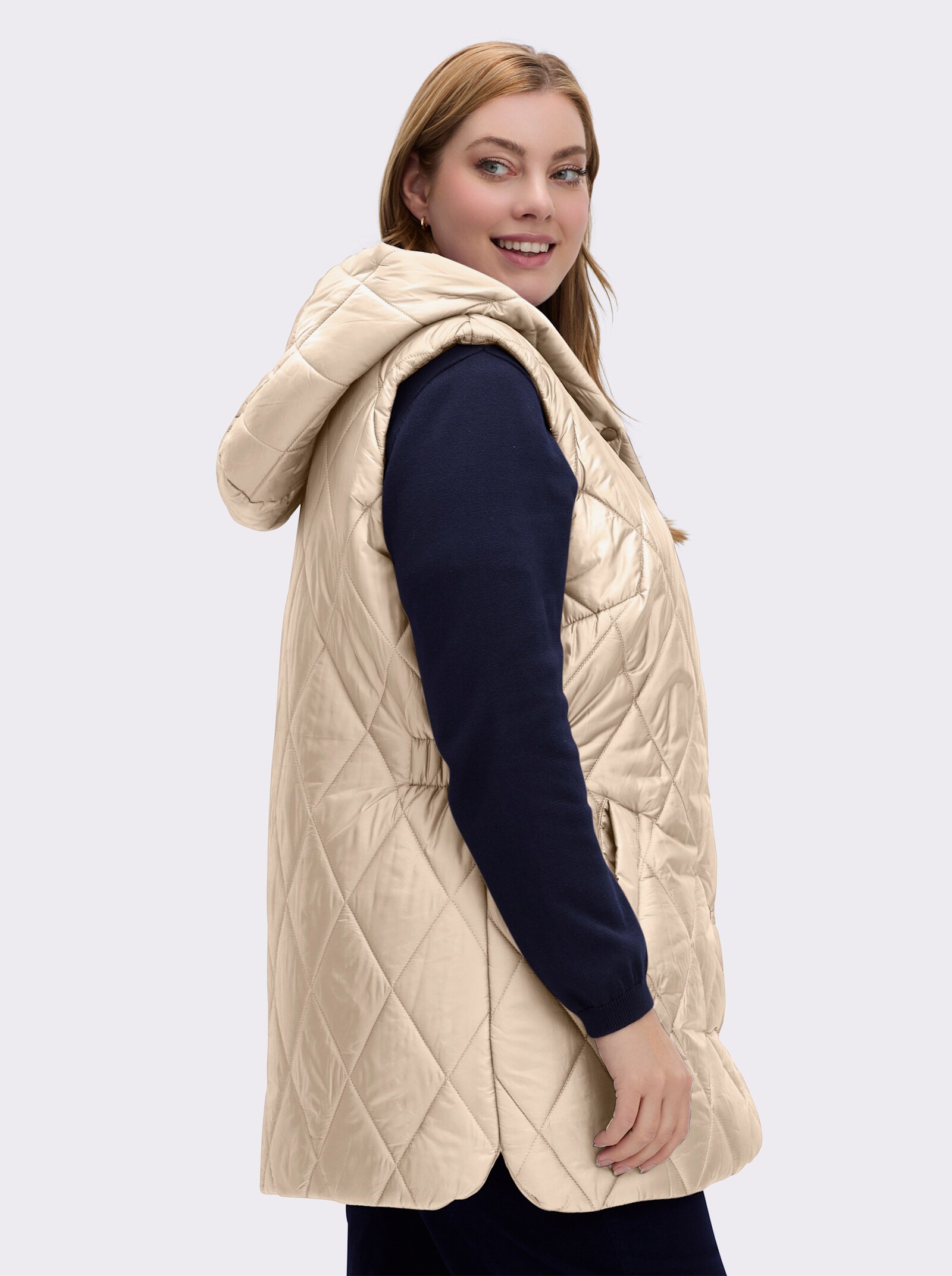 Steppweste in Longform - elfenbein