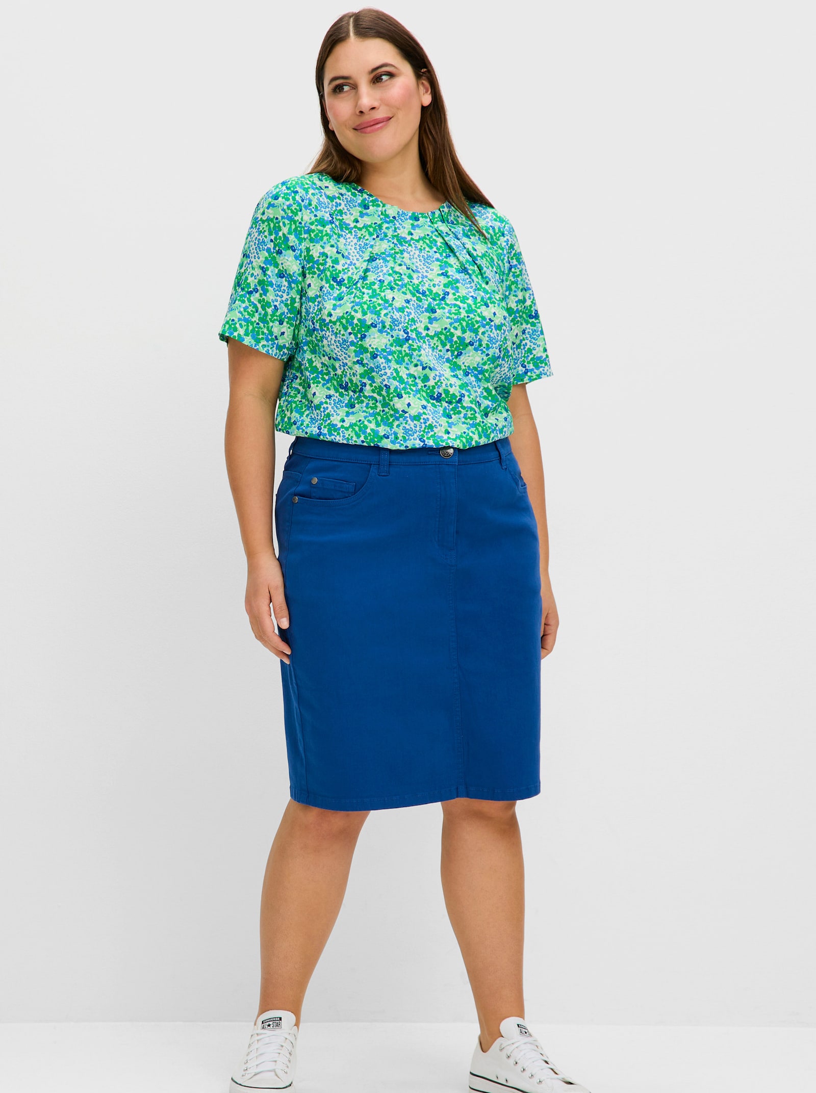 sheego Tunika in A-Linie - blattgrün-gemustert