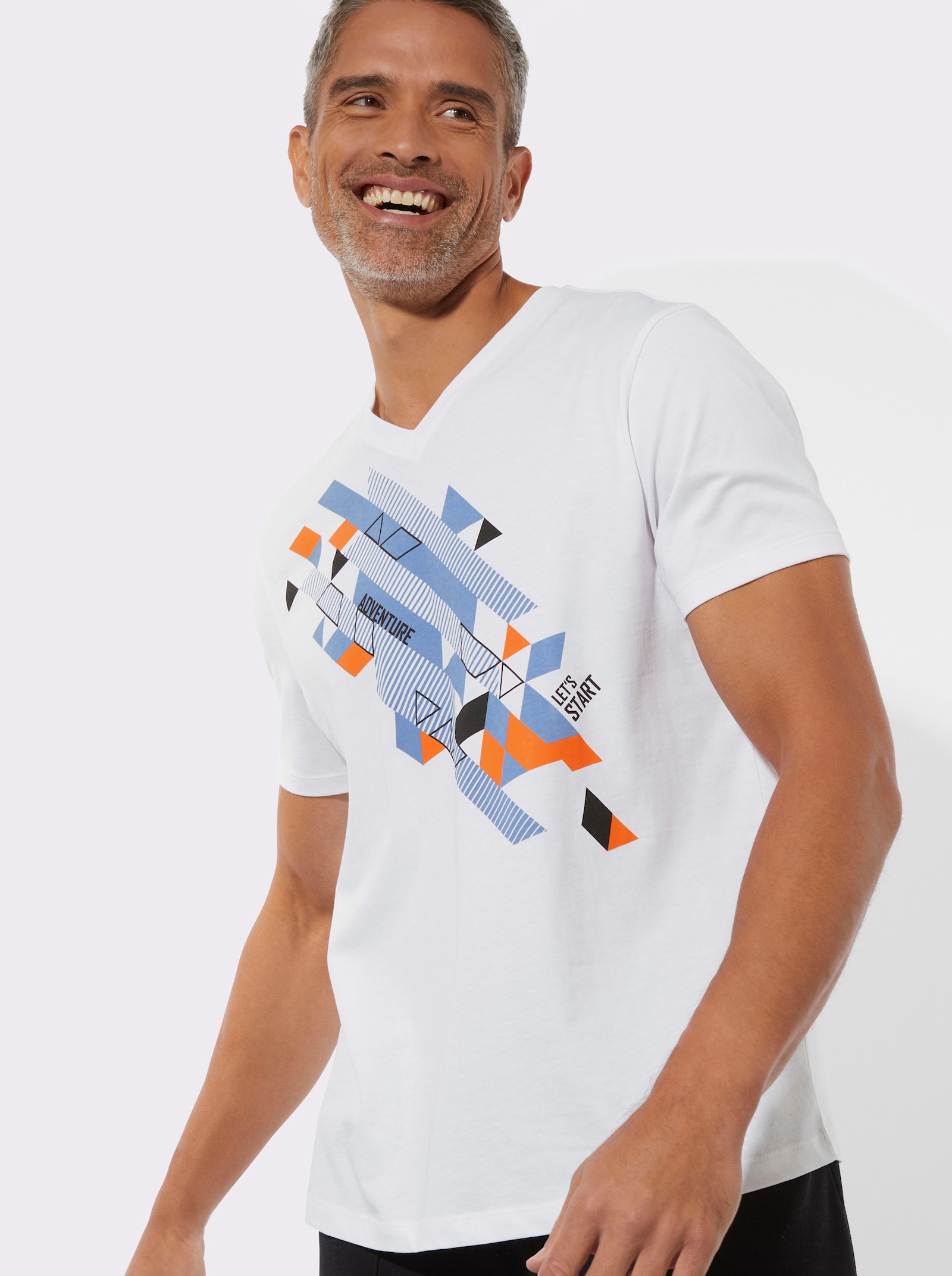 Kortärmad topp med tryck - vit