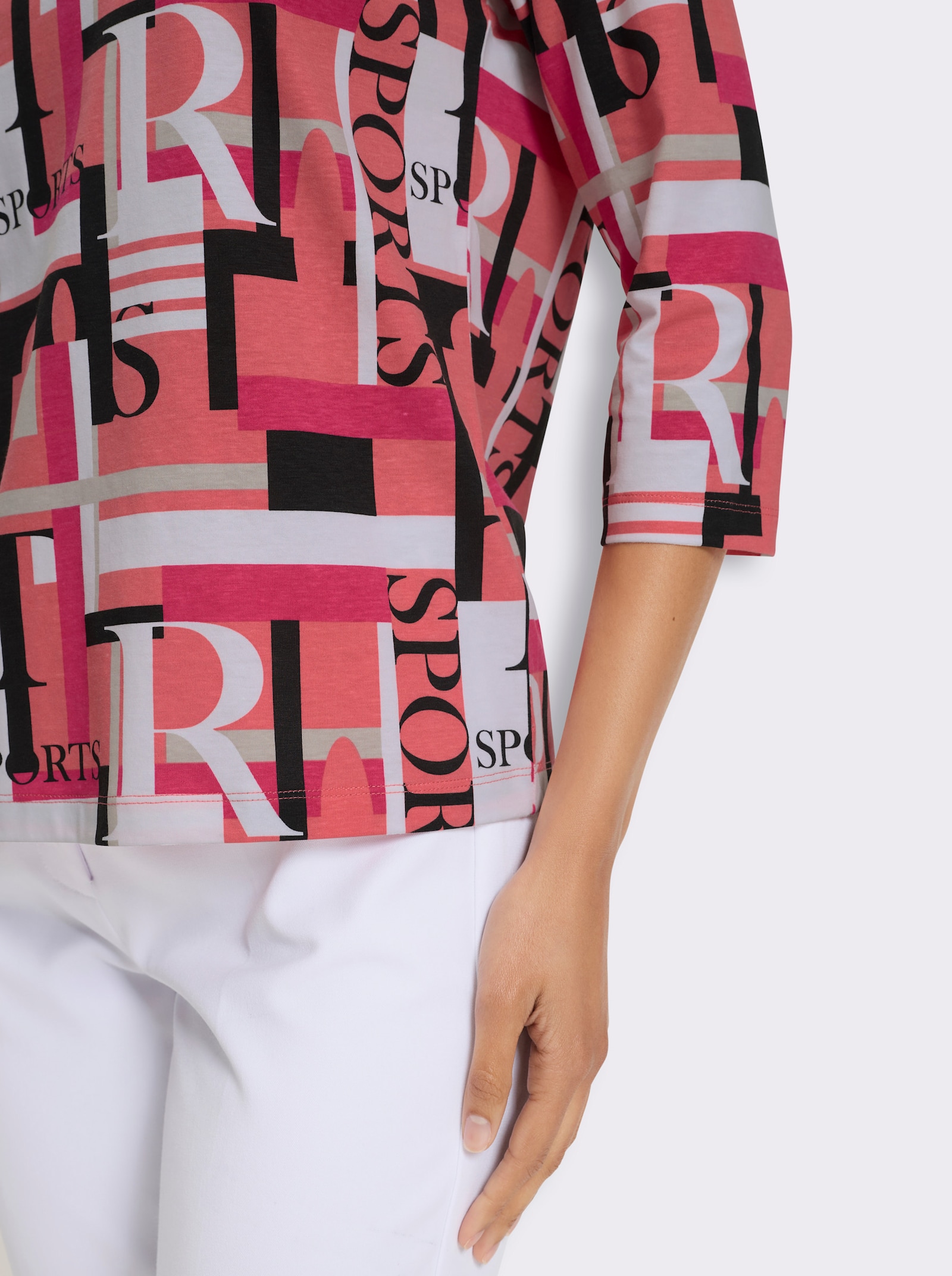 3/4-Arm-Shirt mit grafischem Druck - schwarz-grapefruit-bedruckt