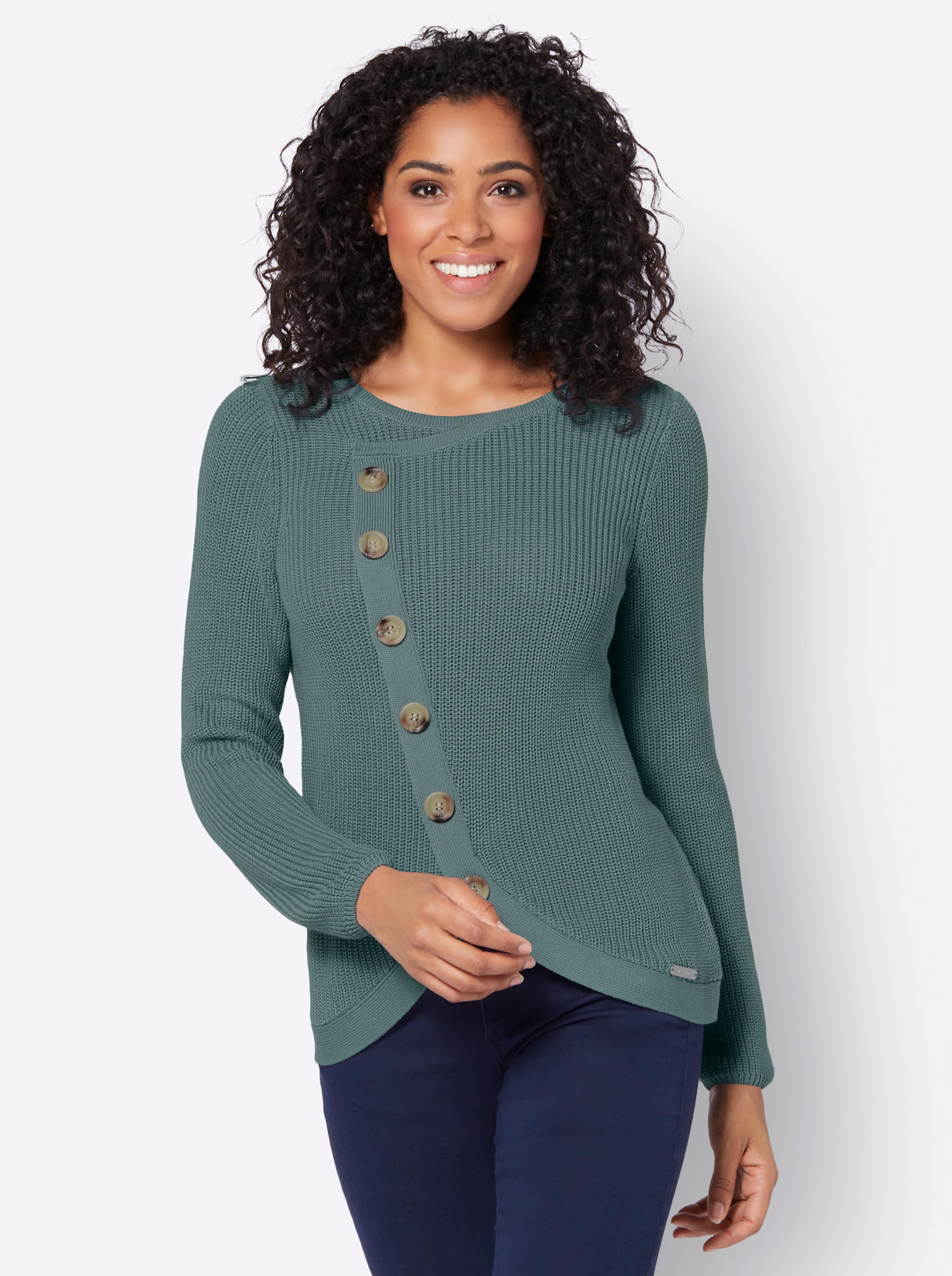 Casual Looks Damen Grün Strickpullover "Pullover", Gr. 36, (Jade), 50% Baumwolle, 50% Polyacryl, Unifarben, Pullover Strickpullover - Bild 3