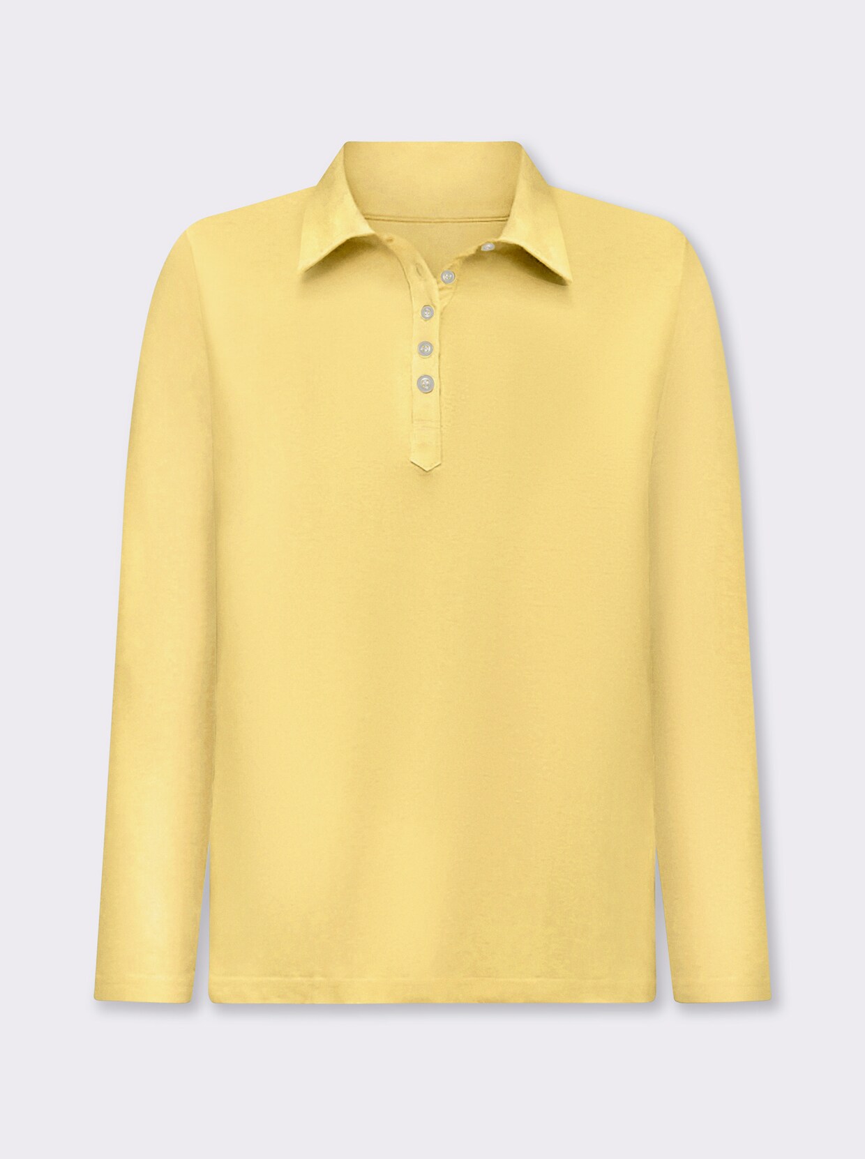 Langarm-Poloshirt in reiner Baumwoll-Qualität - gelb