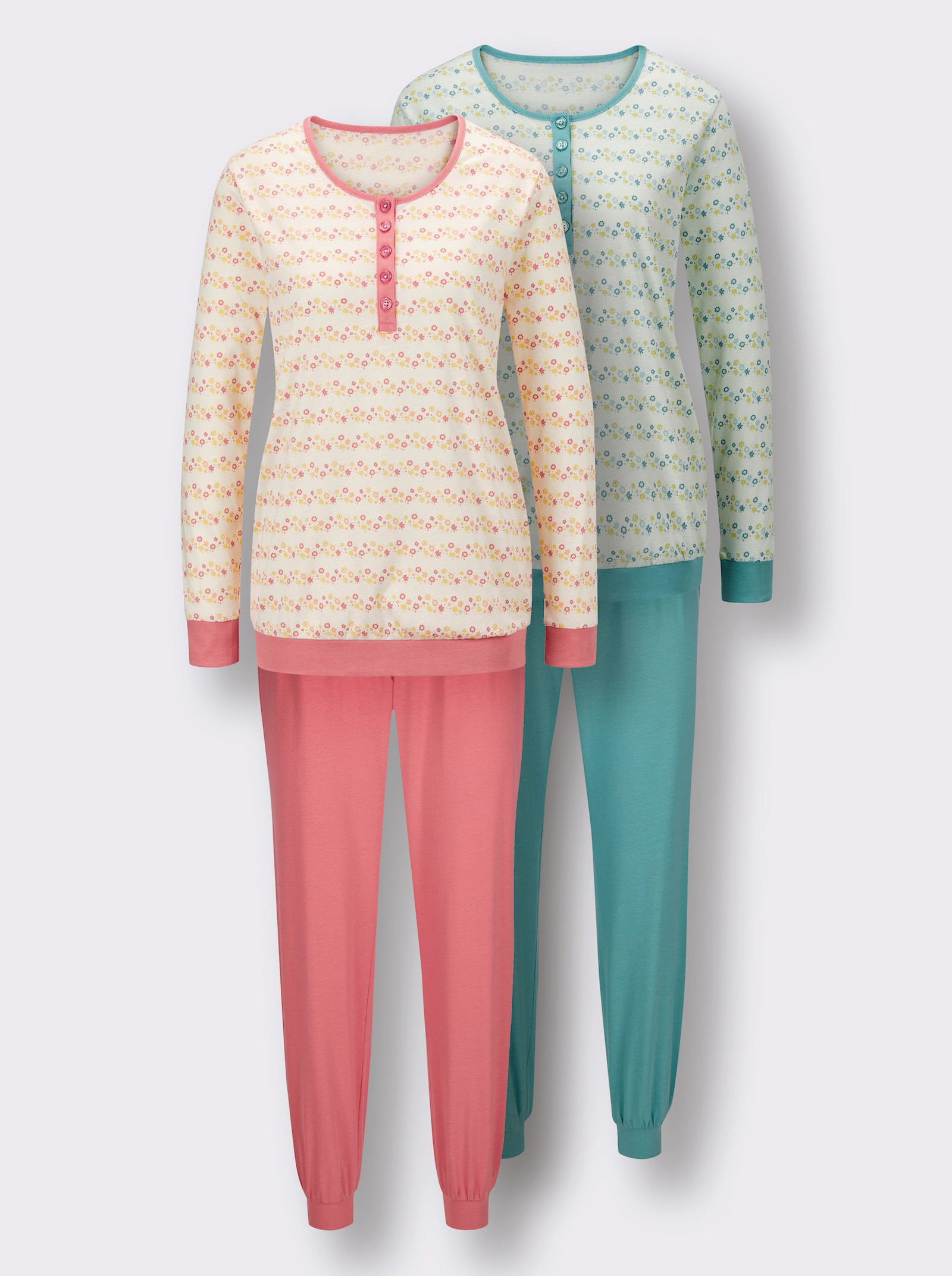 wäschepur Pyjama's van single-jersey - oceaan + flamingo