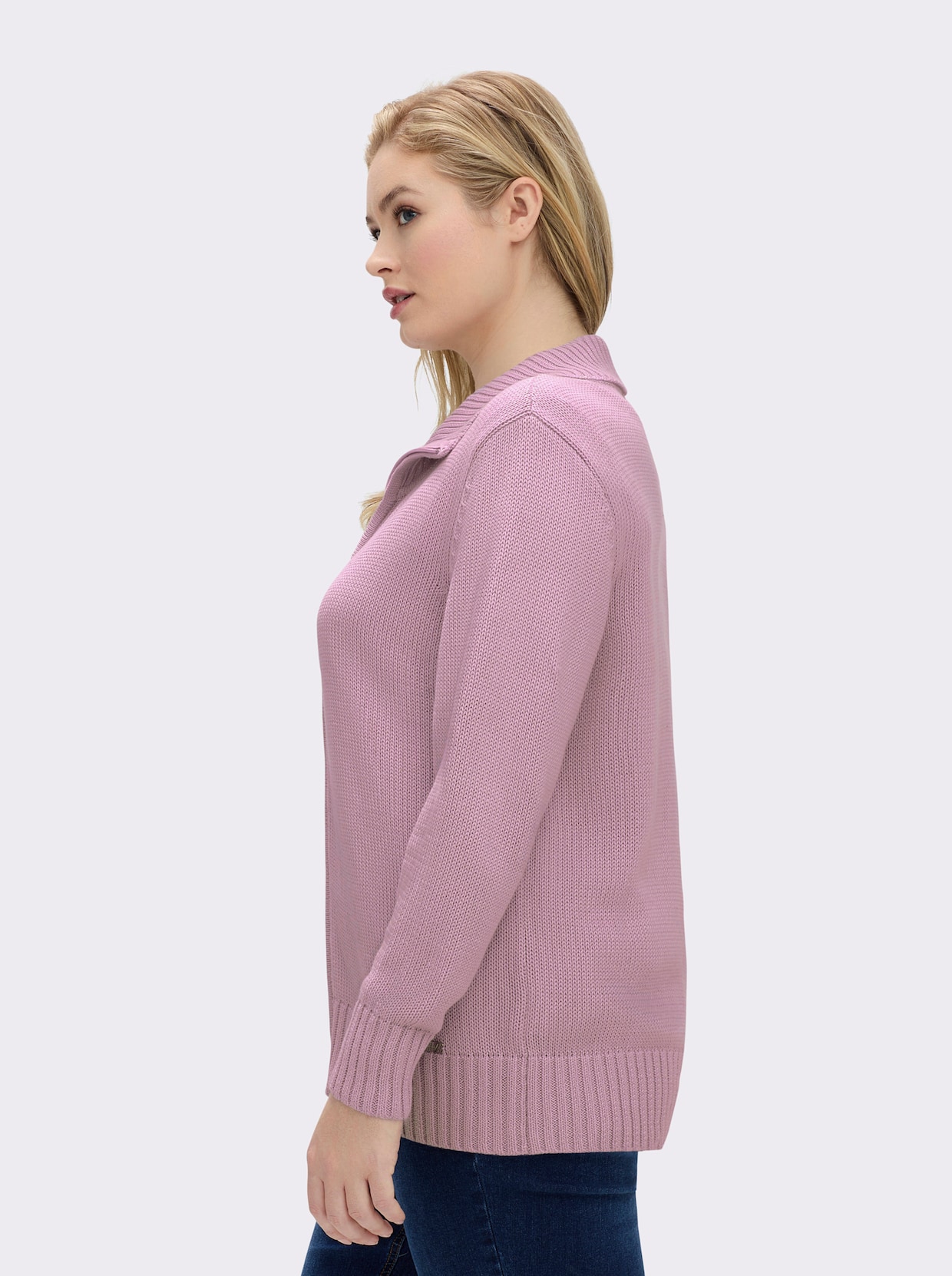 Strickjacke mit 2-Wege-Reißverschluss - altrosé