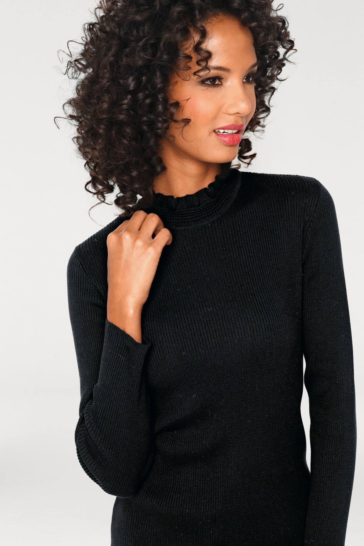 heine Pullover met opstaande kraag - zwart