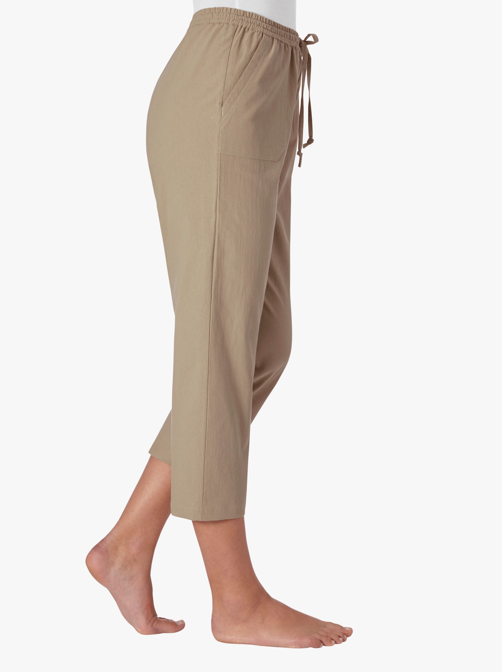 Comfortbroek van strijkarme structuurstof - beige
