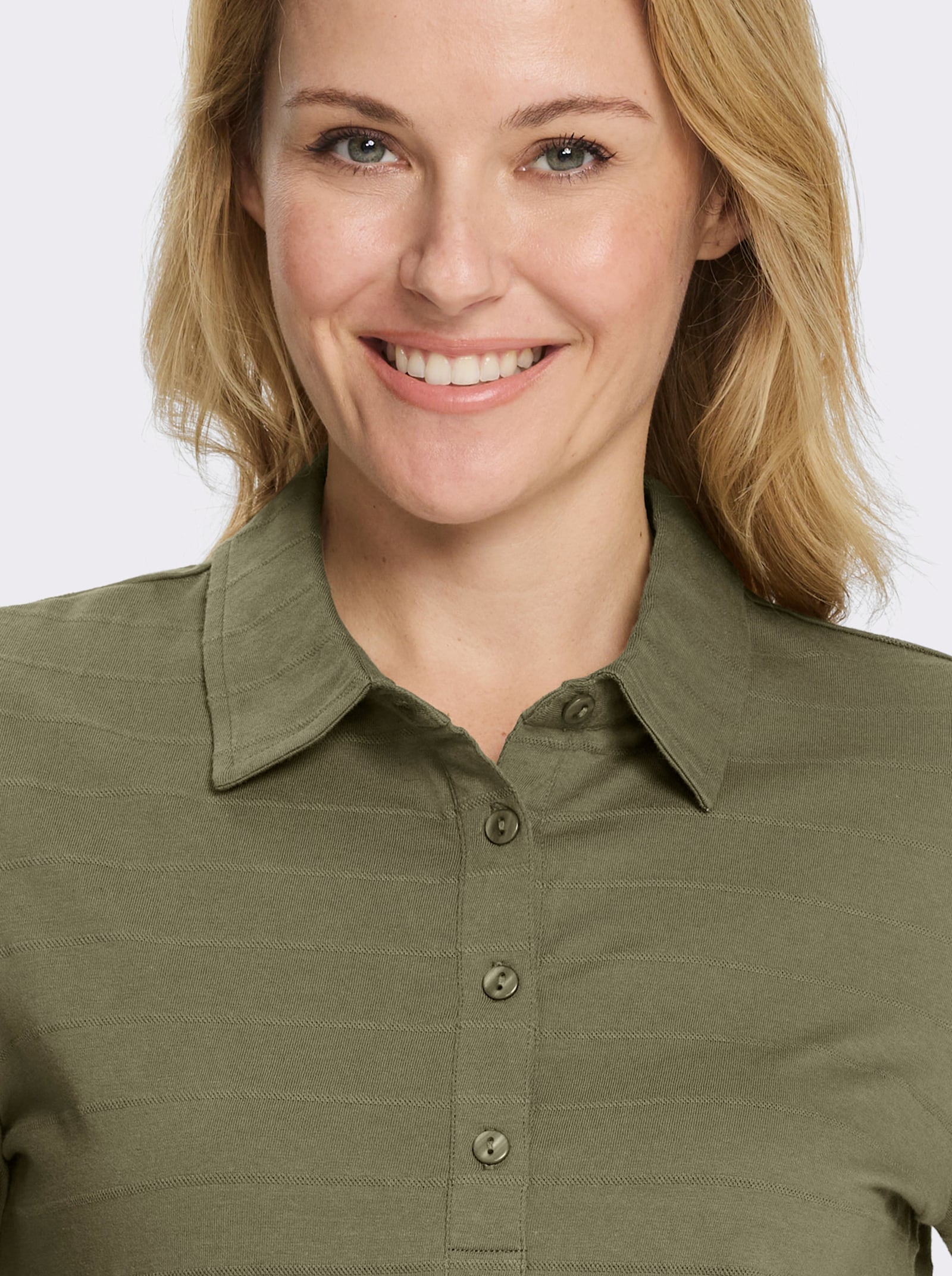 Poloshirt mit kurzer Knopfleiste - khaki