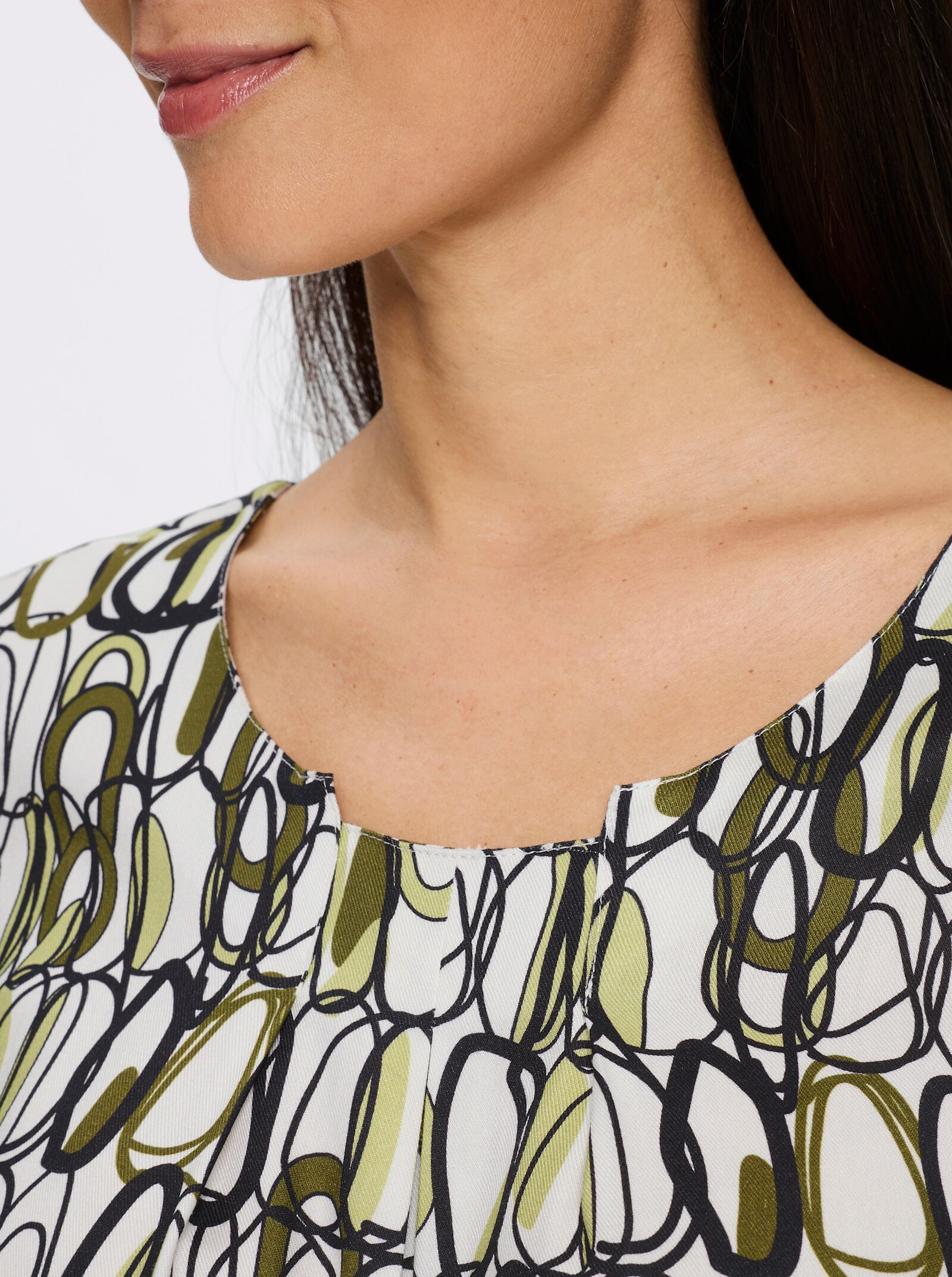 heine Druckbluse mit 3/4-Arm - schwarz-ecru-bedruckt