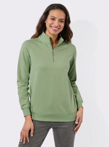 Sweatshirt mit Troyerkragen - eucalyptus