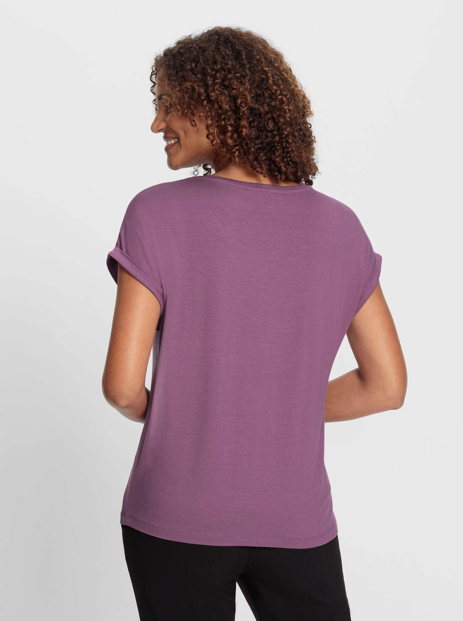 Shirt mit überschnittenen Schultern - violett