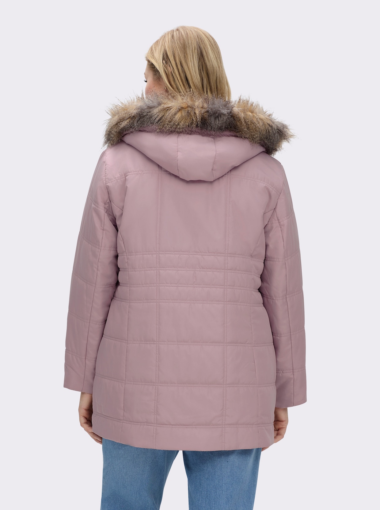 Steppjacke mit abnehmbarer Kapuze, wattiert - mauve