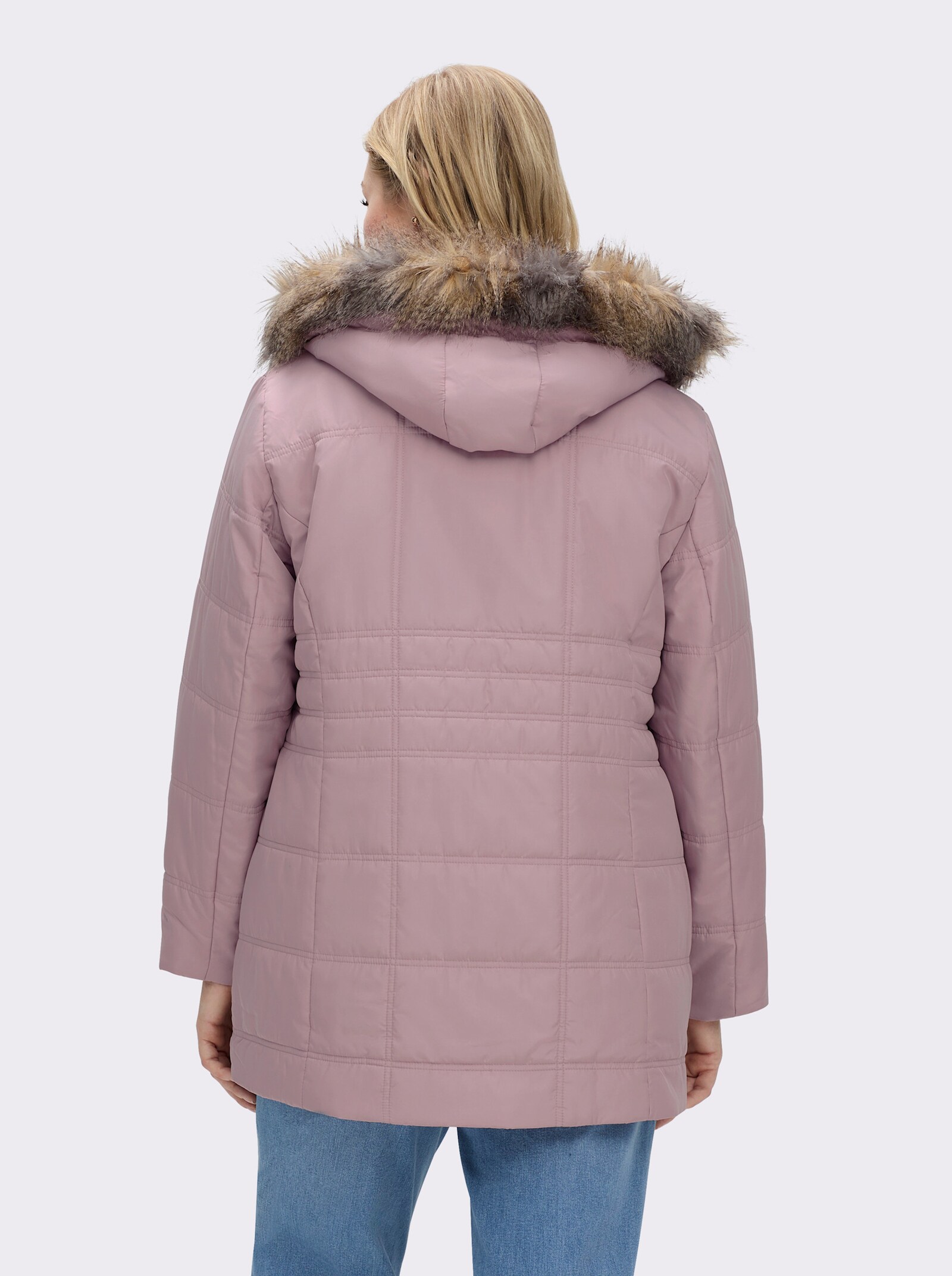 Steppjacke mit abnehmbarer Kapuze, wattiert - mauve