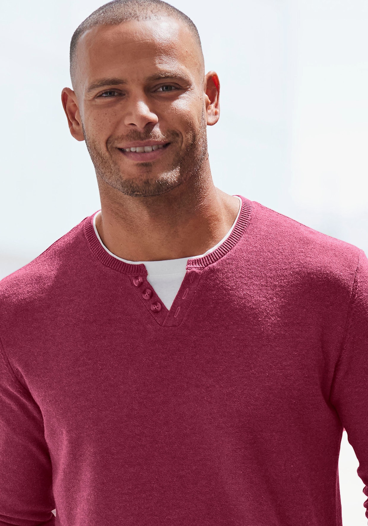 H.I.S Gebreide pullover - rood gemêleerd