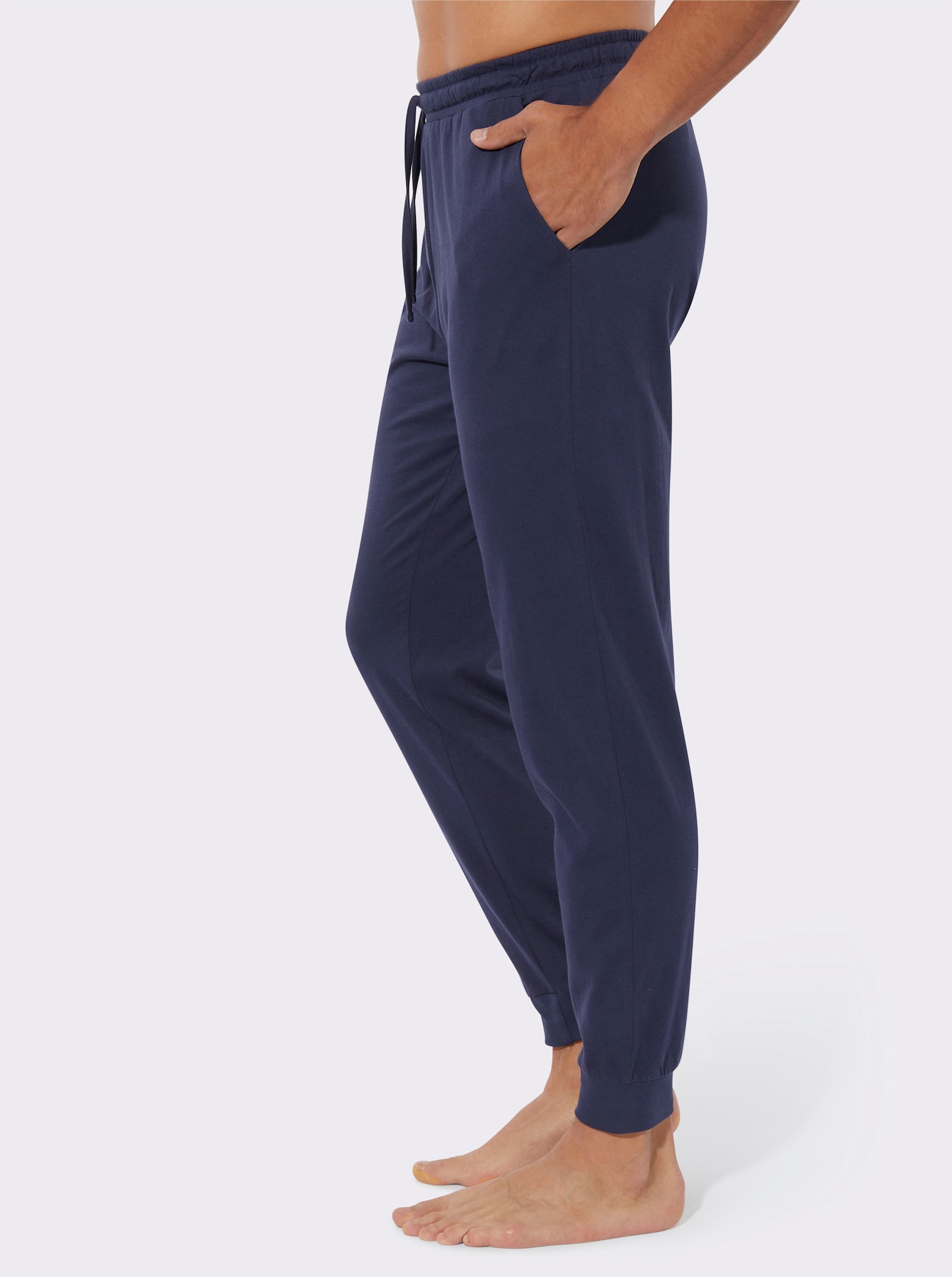 Jerseyhose mit elastischen Rippbündchen - marine