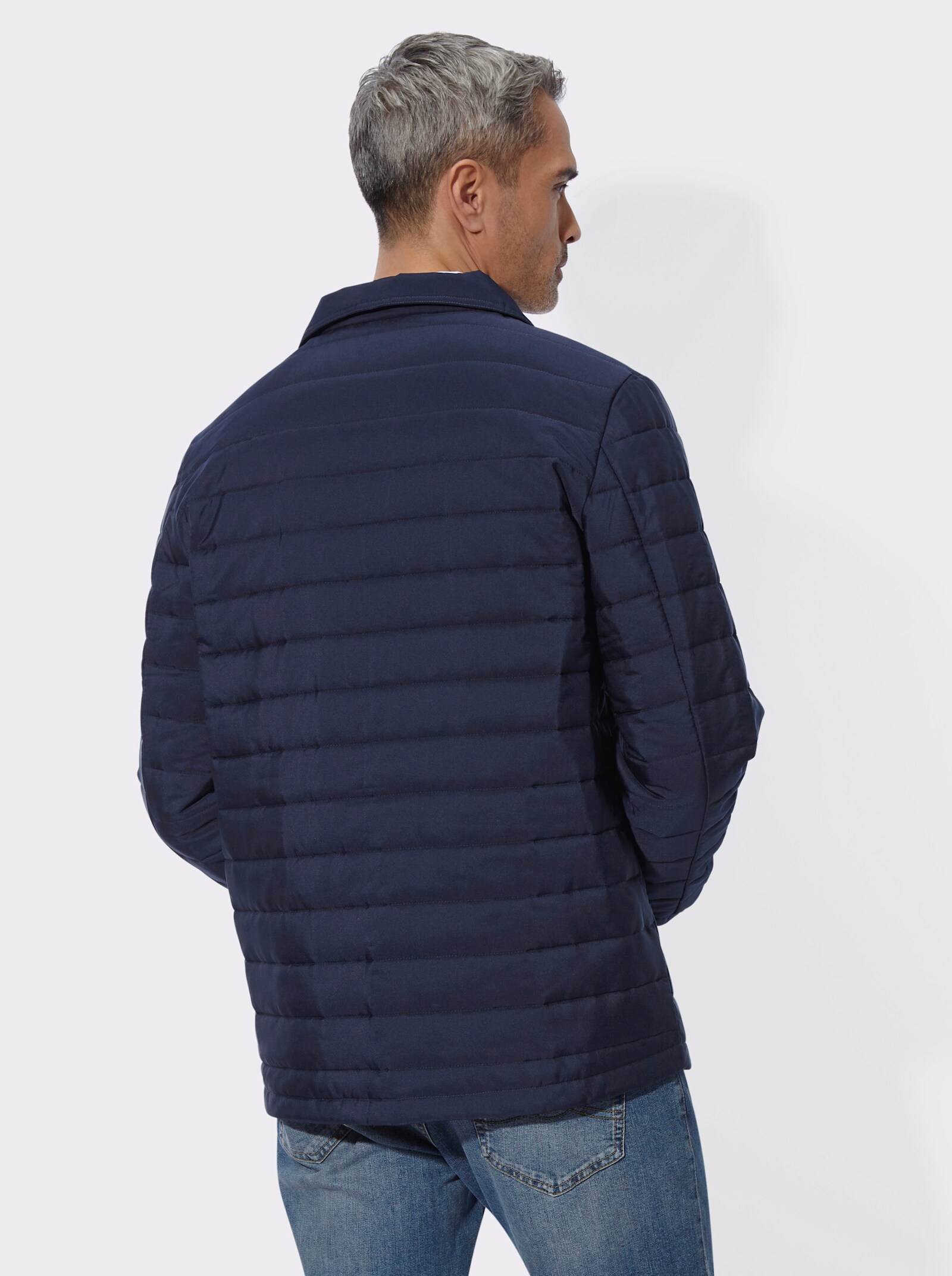 Steppjacke mit Druckknopfleiste - marine