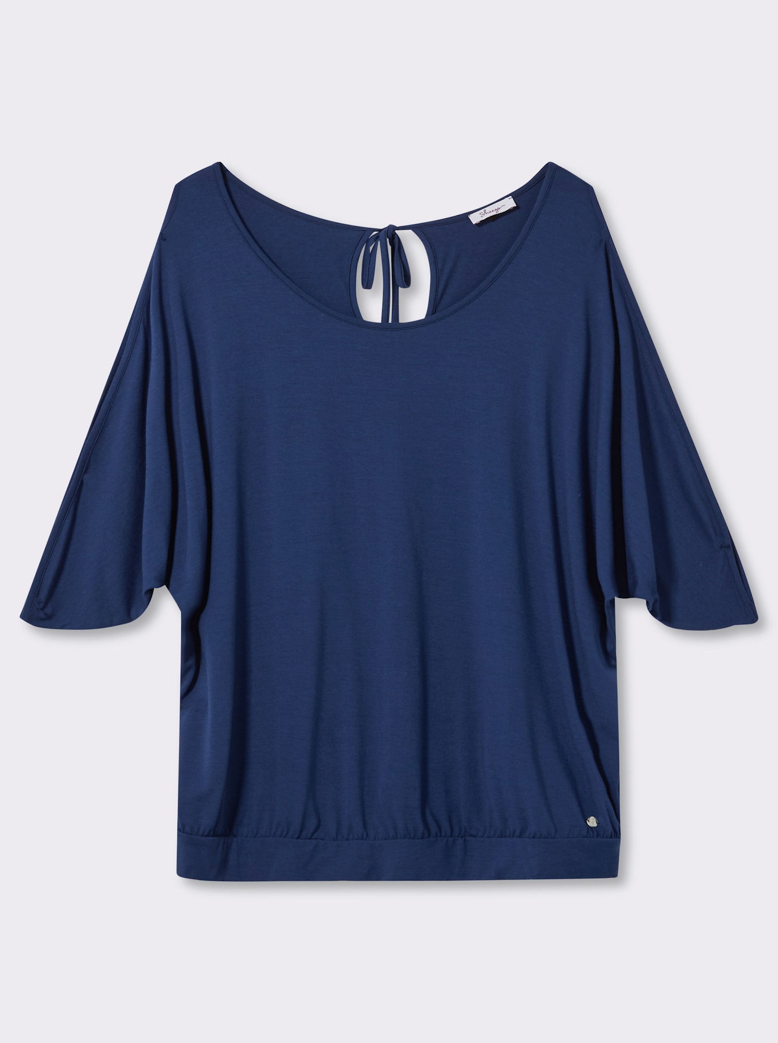 sheego Shirt mit Cut-outs und Bindeband - royalblau