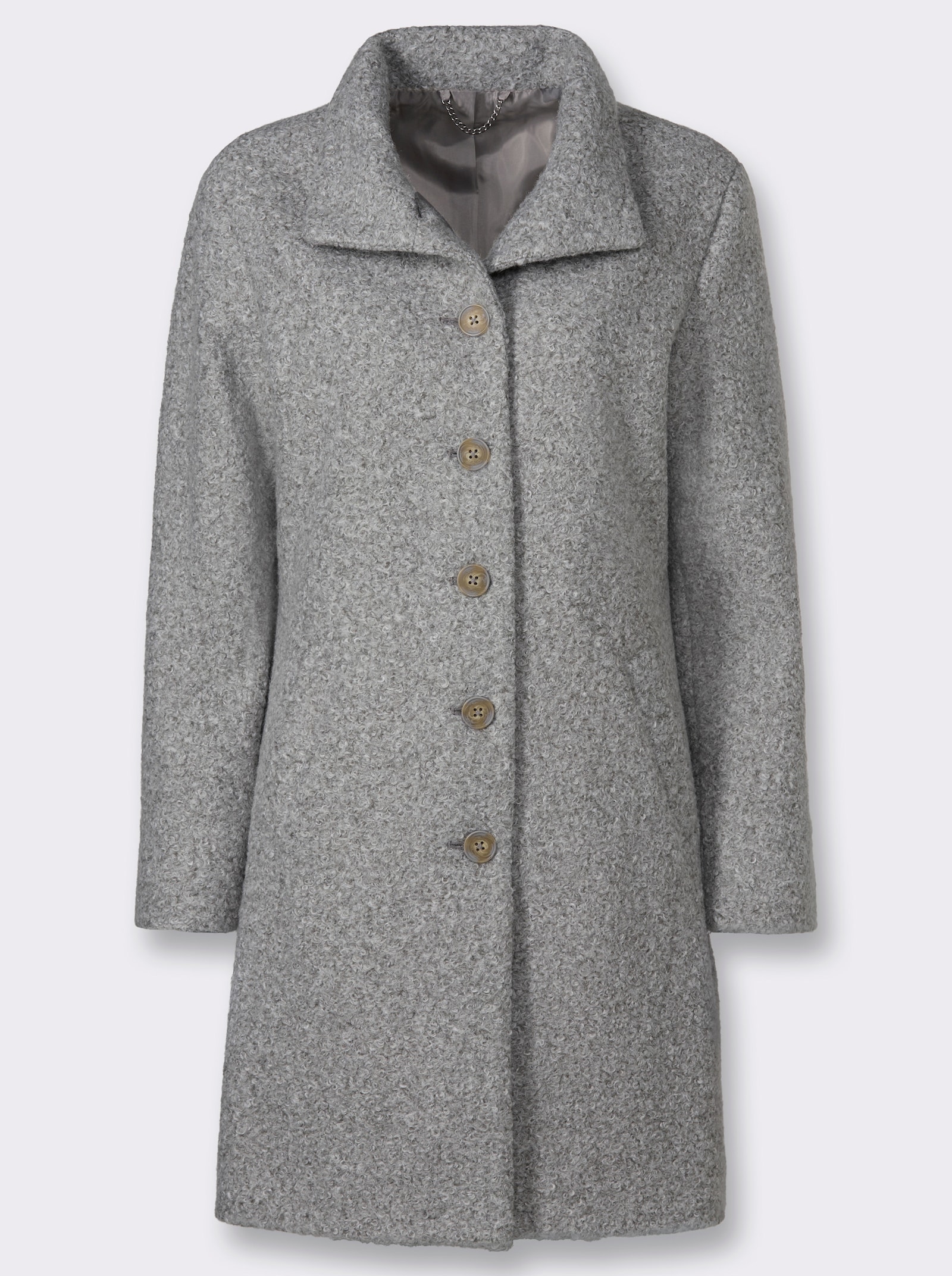 Kurzmantel aus flauschigem Bouclé - grau-meliert