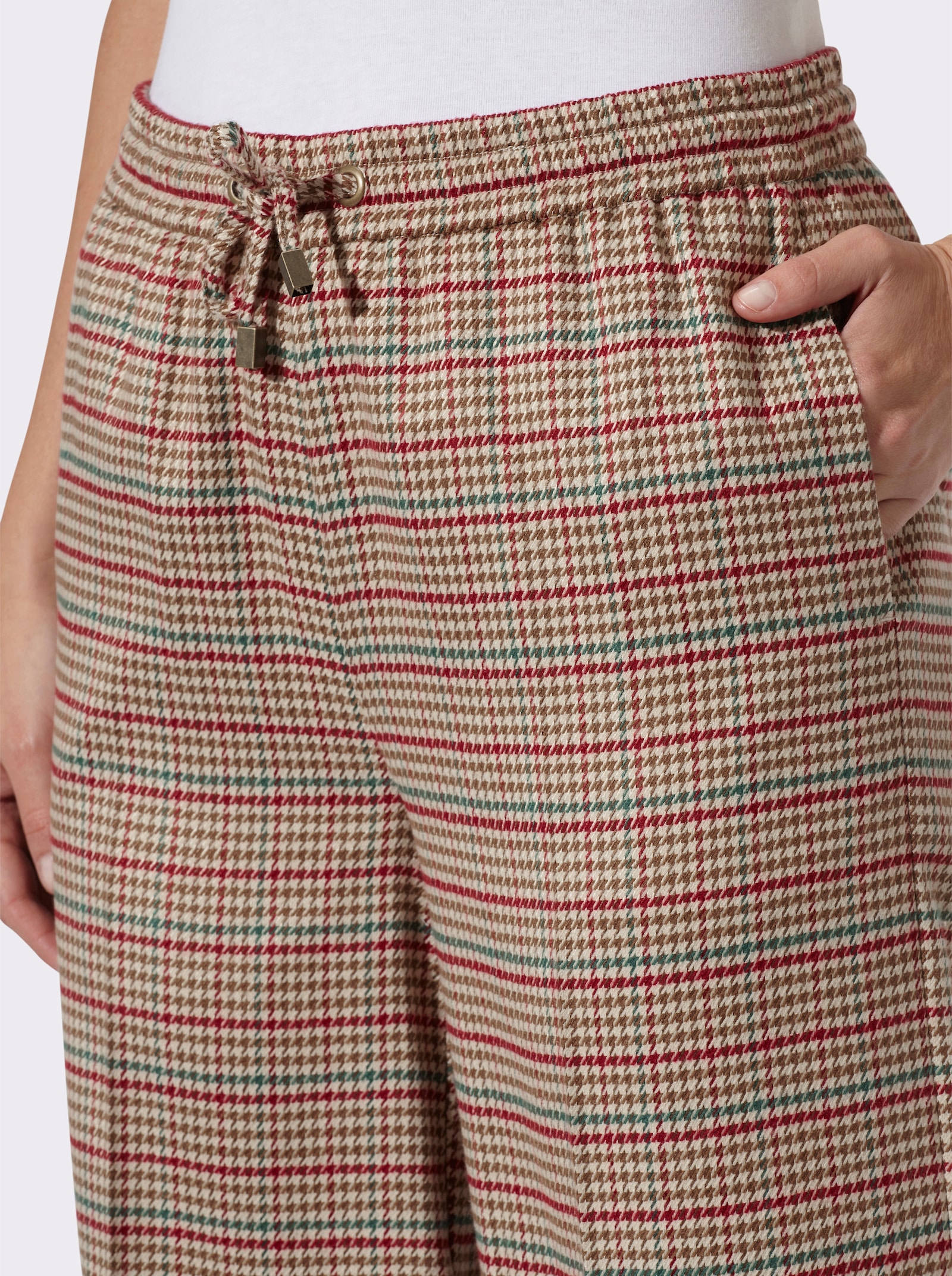 heine Schlupfhose mit Karomuster - sand-dunkelrot-kariert