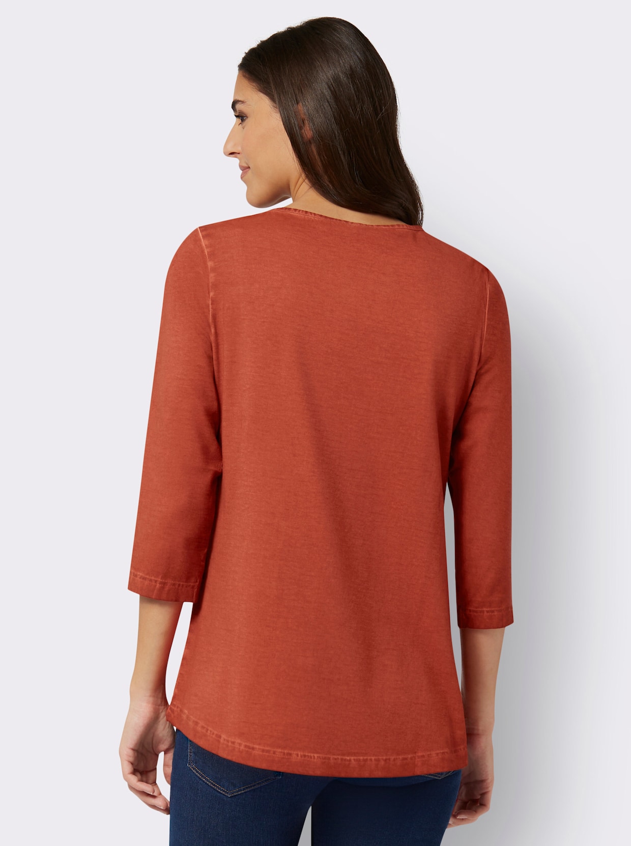 Shirt met 3/4-mouw - roestrood