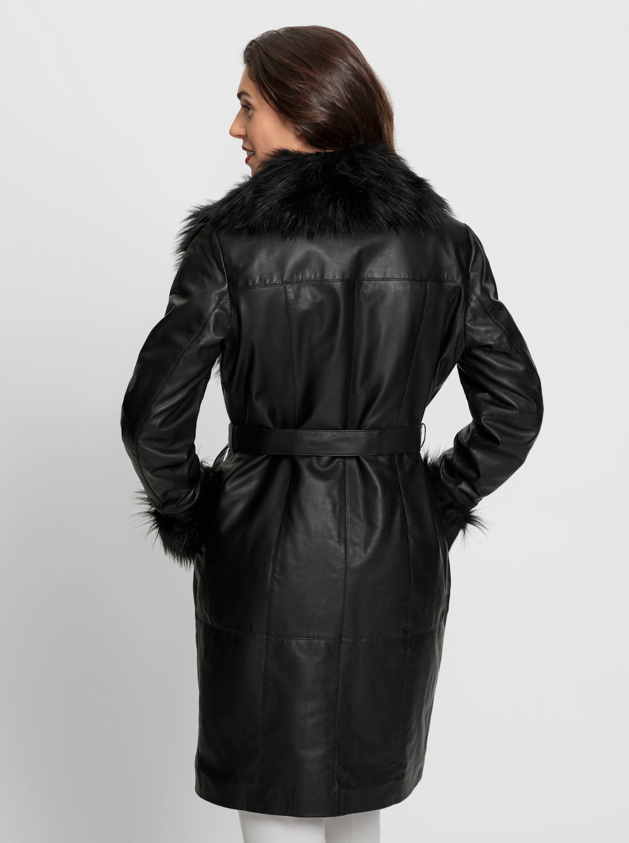 heine Manteau en cuir - noir