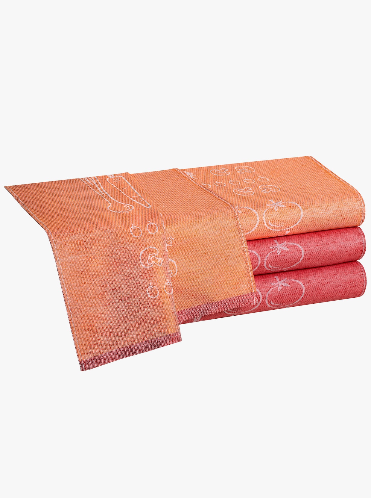 Geschirrtücher - rot-bedruckt + orange-bedruckt