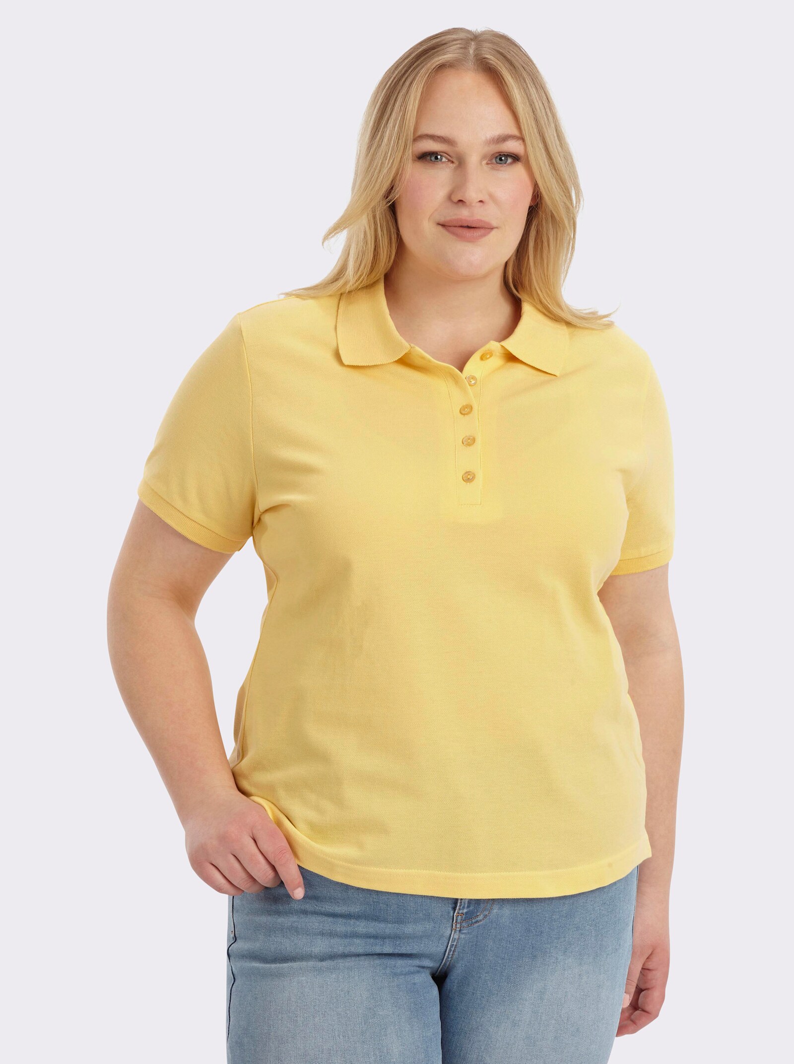 Poloshirt mit Seitenschlitzen - maisgelb