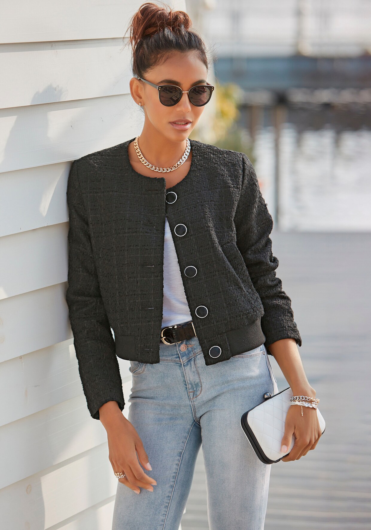 LASCANA Bouclèjacke - schwarz