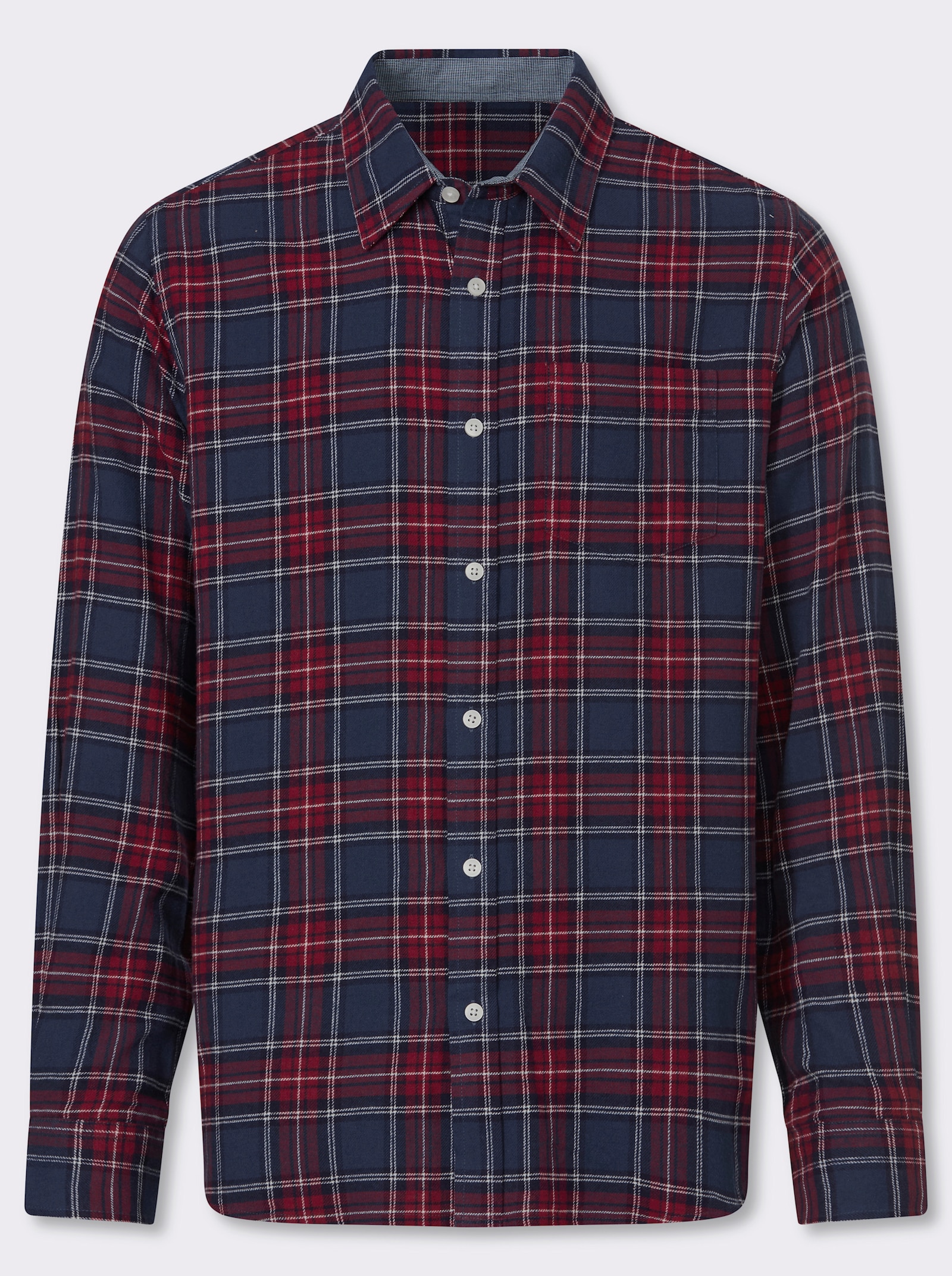 Marco Donati Langarmhemd in Flanell-Qualität - marine-kirsche-kariert