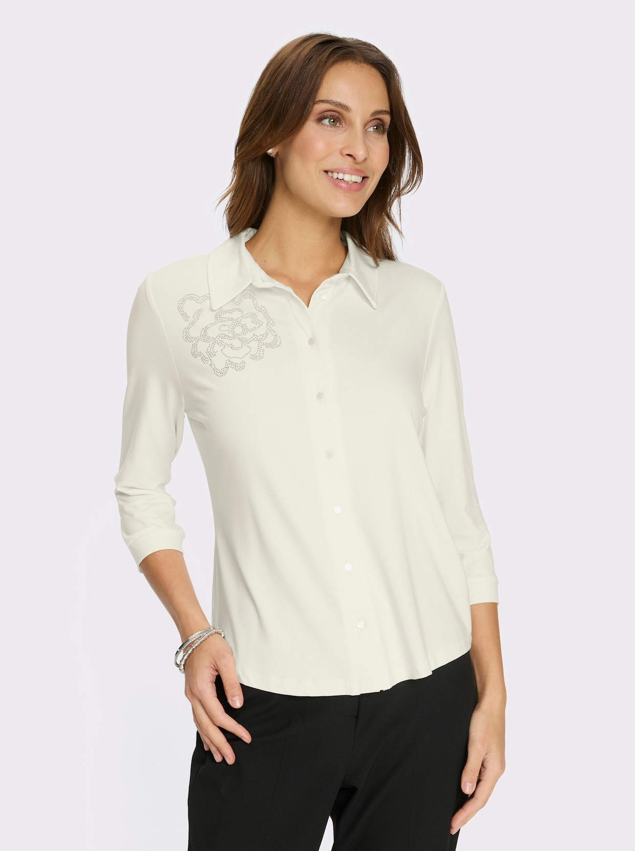 Jersey-Bluse - champagner