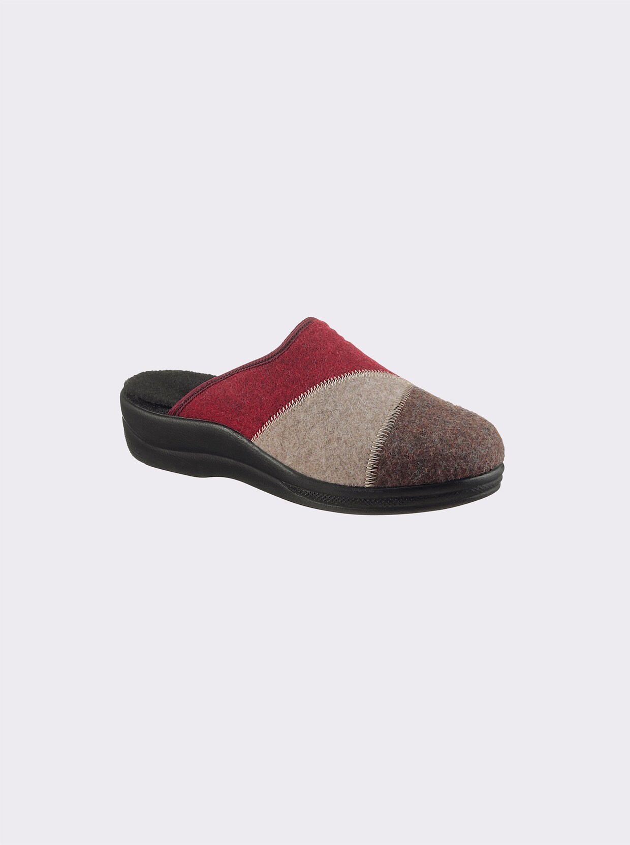 Pantoffel - beige-rot