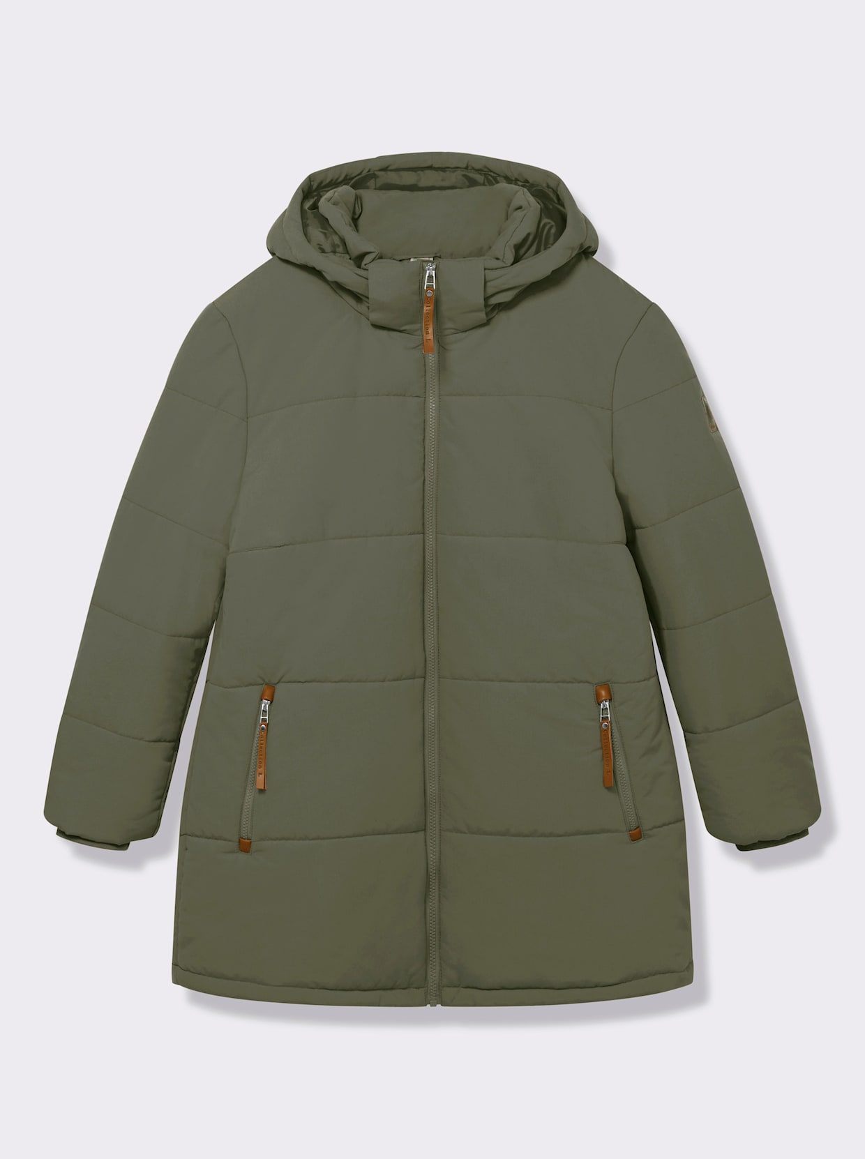 Outdoorjacke mit abnehmbarer Kapuze und Jersey-Bündchen - khaki