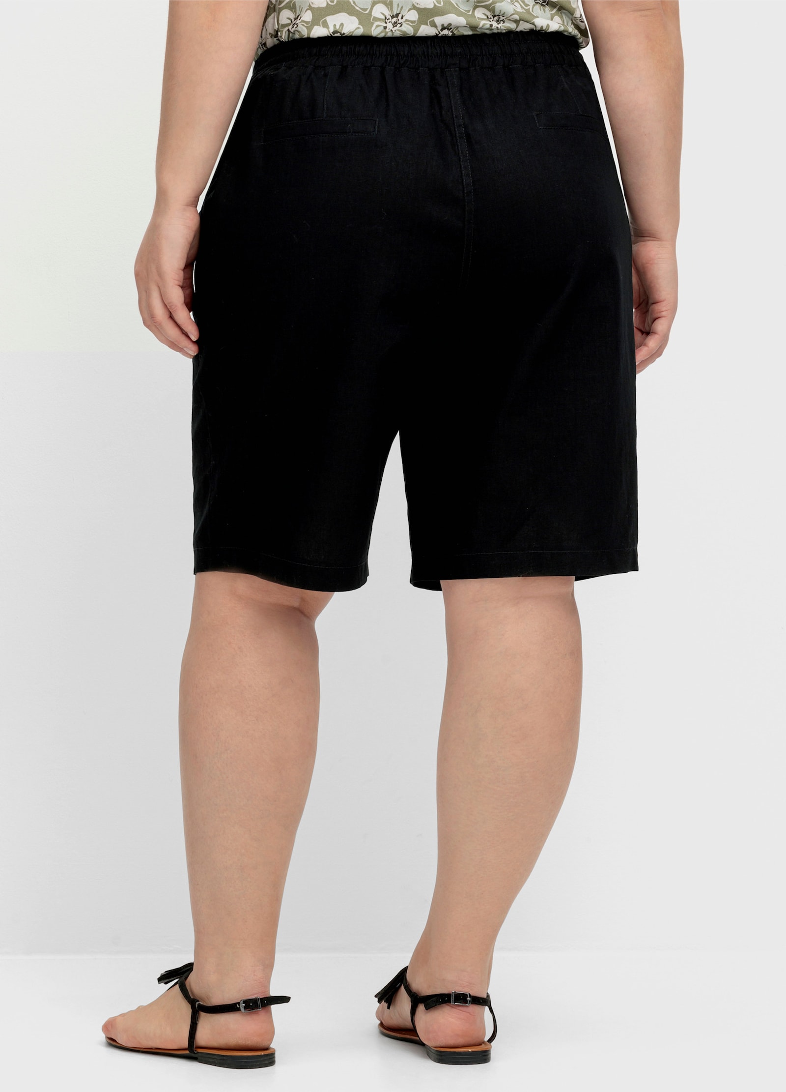 sheego Bermudas im Leinen-Mix, mit Gummibund - schwarz
