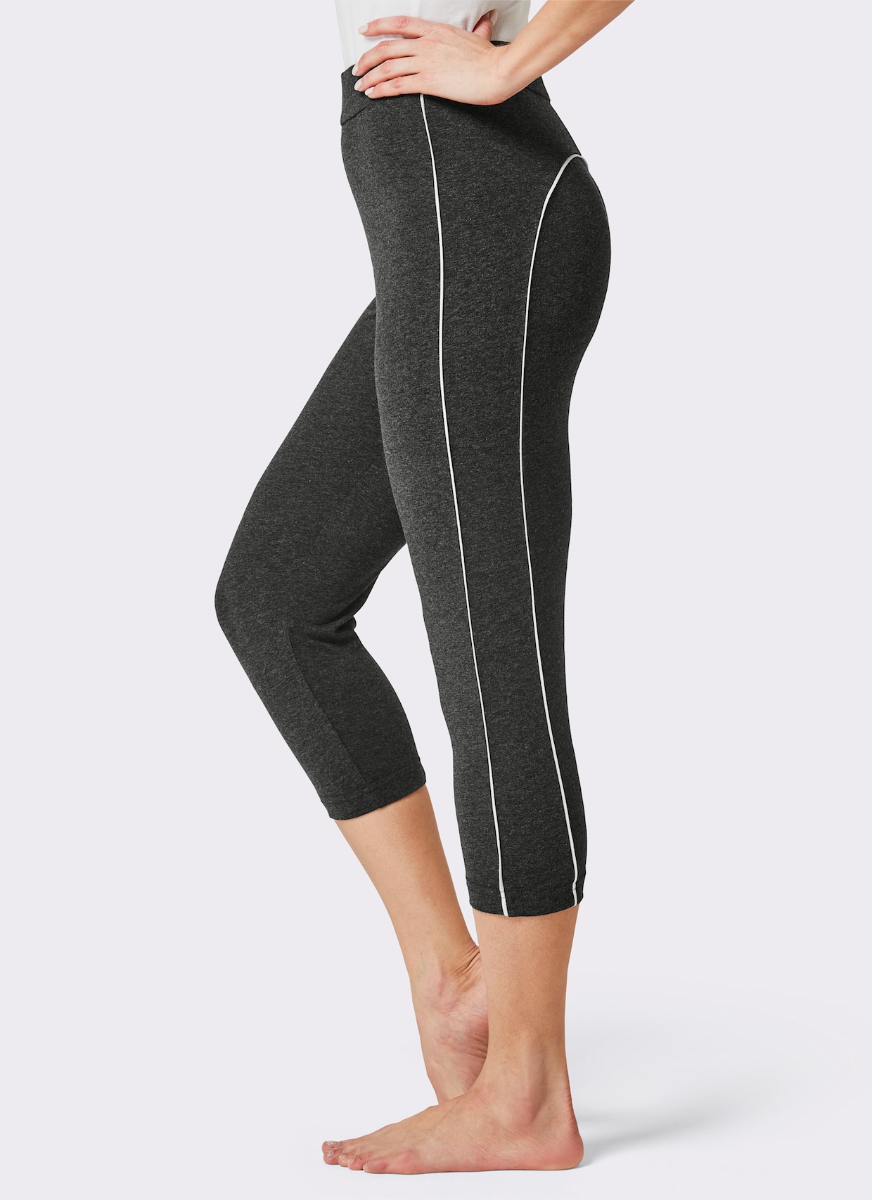 Plantier Leggings 3/4-lang - schwarz + anthrazit-meliert