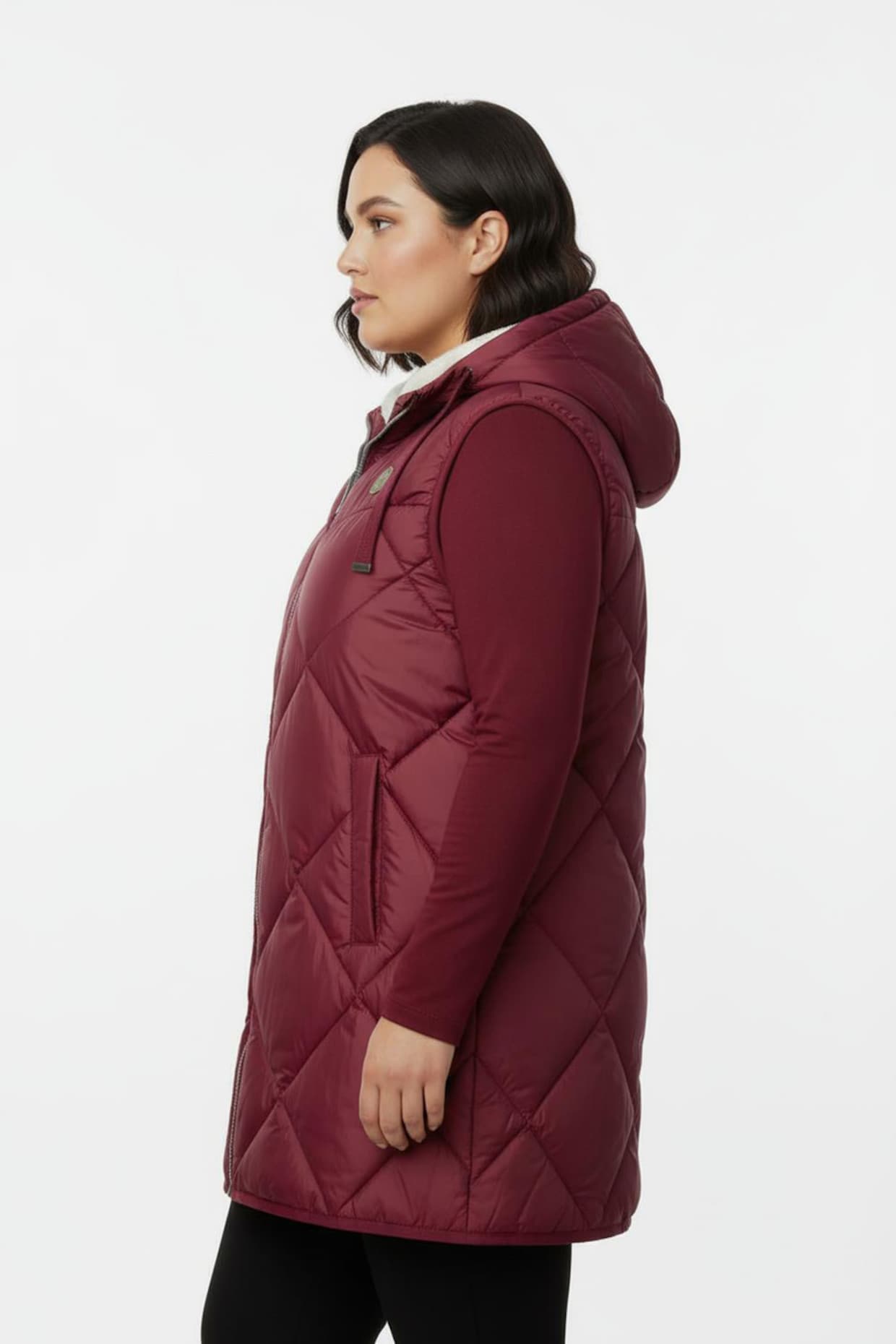 Kapuzenweste mit Fleece-Futter - dunkelrot