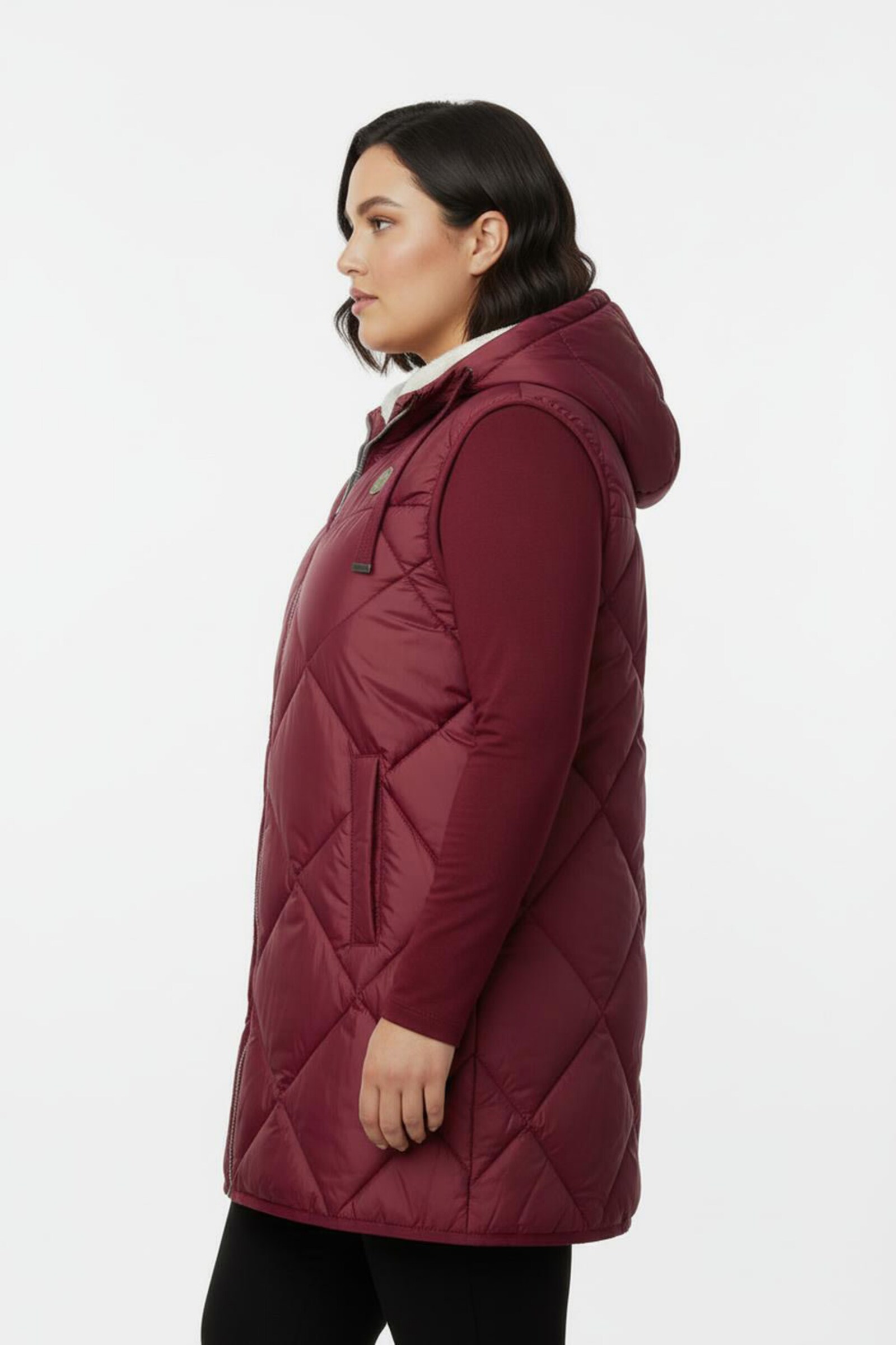 Kapuzenweste mit Fleece-Futter - dunkelrot