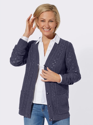 Strickjacke - marine-meliert