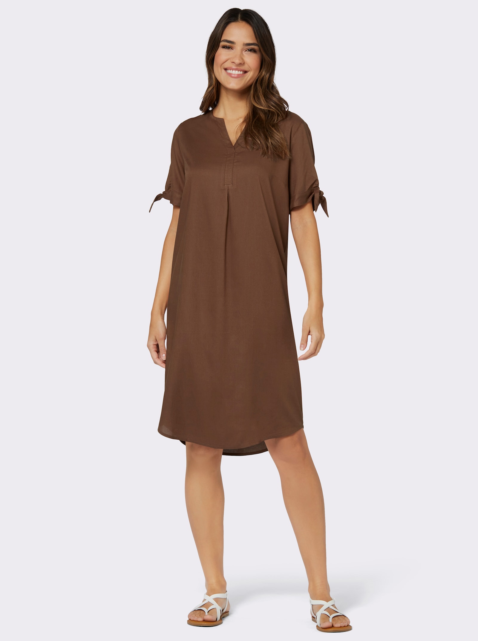 Tunikakleid in Schlupfform - braun