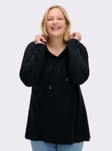 sheego Sweatshirt in A-Linie - tiefblau