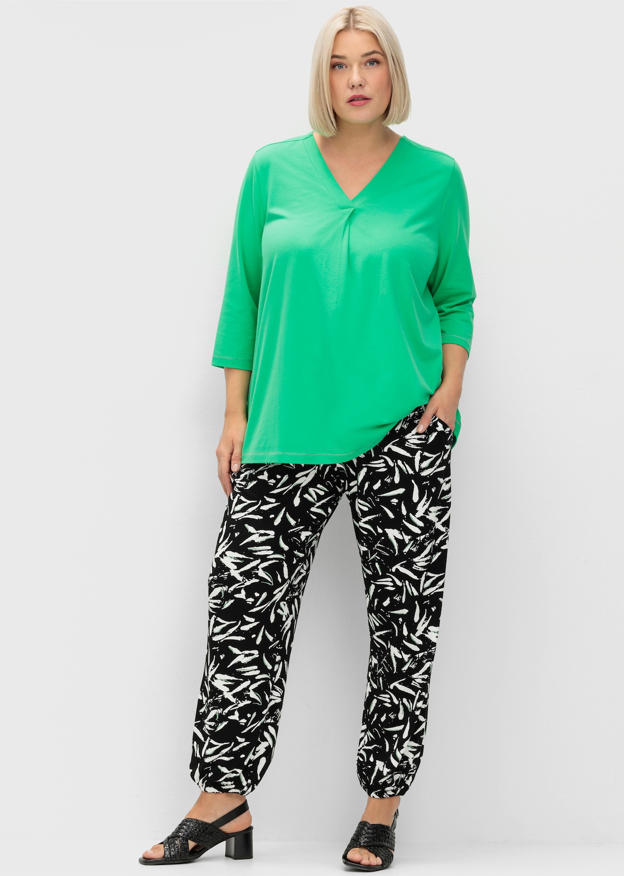 sheego Pantalon - noir-blanc