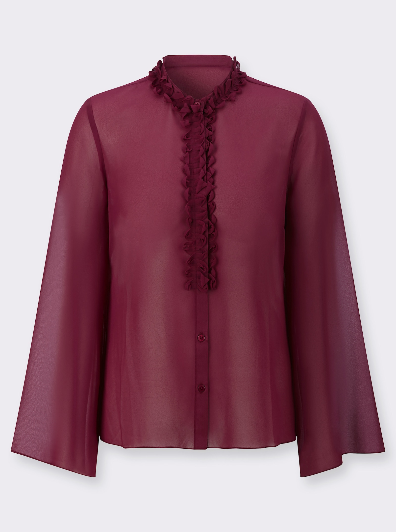 Langarm-Bluse aus duftigem Georgette - bordeaux