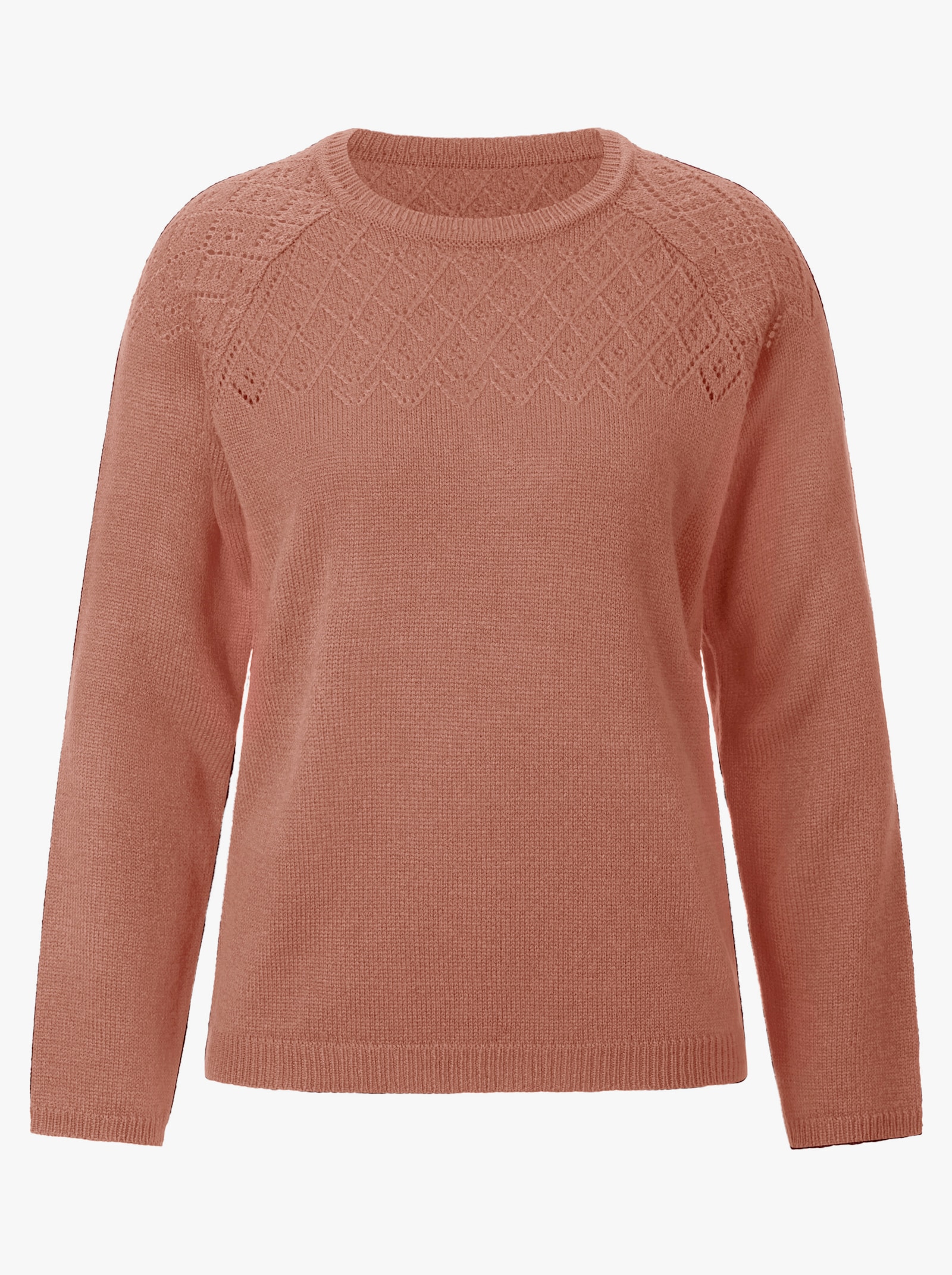 Ajourpullover mit Raglanärmeln - rosenholz