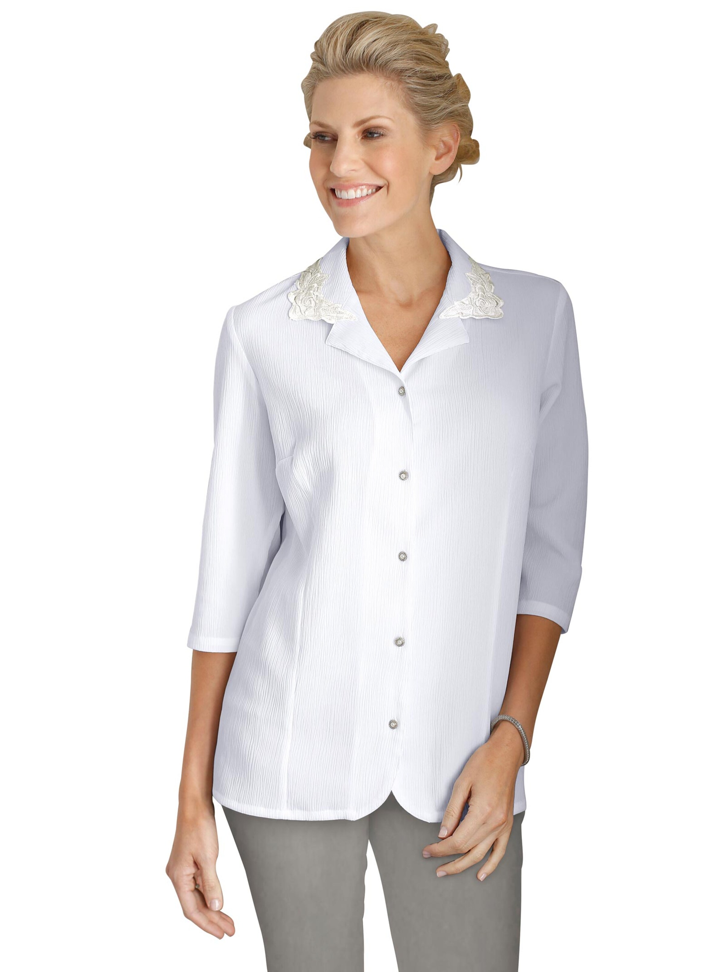 Spitzenbluse - weiß