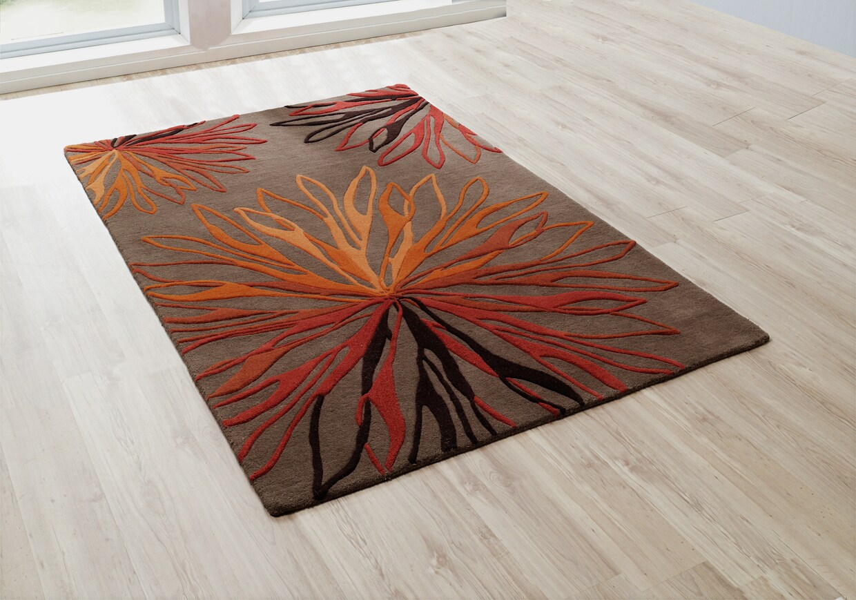 heine home Hoogpolig tapijt - taupe/rood