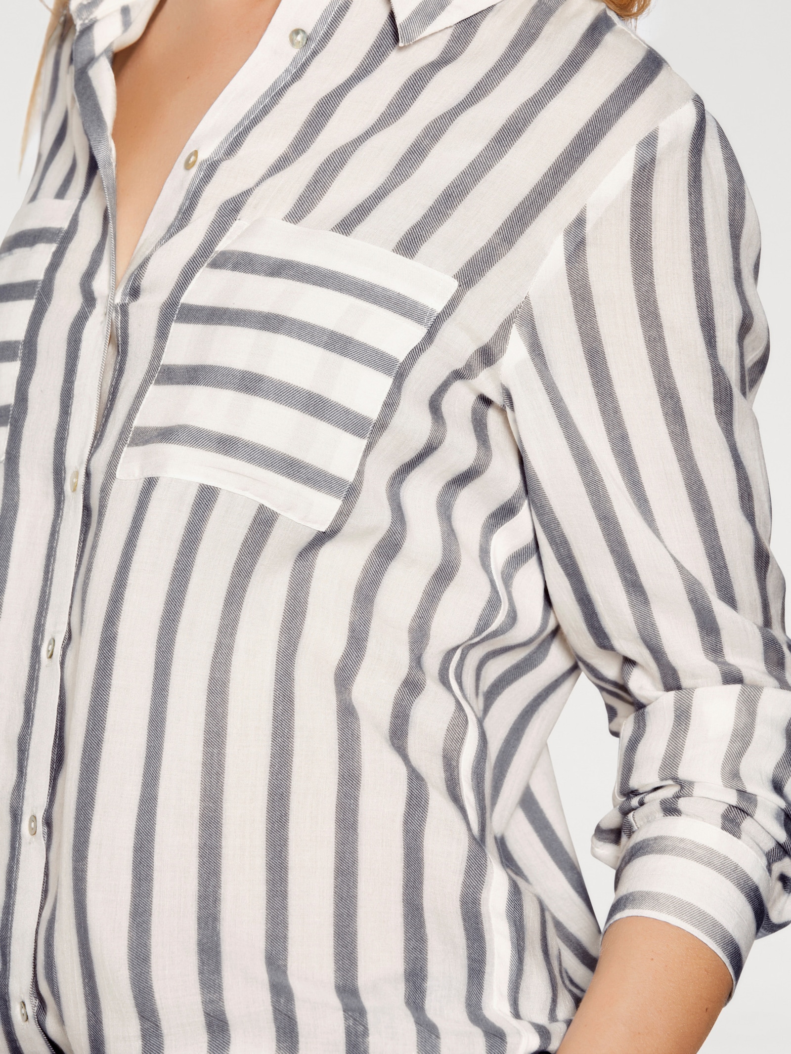 heine Overhemdblouse in streeplook - grijs/ecru