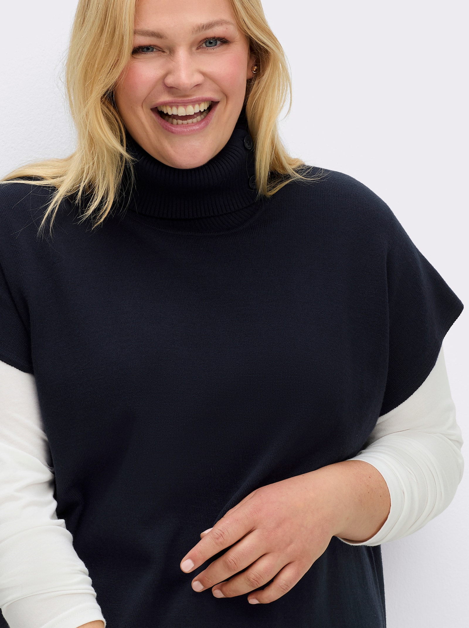 sheego Slip-over in lang model - diepblauw