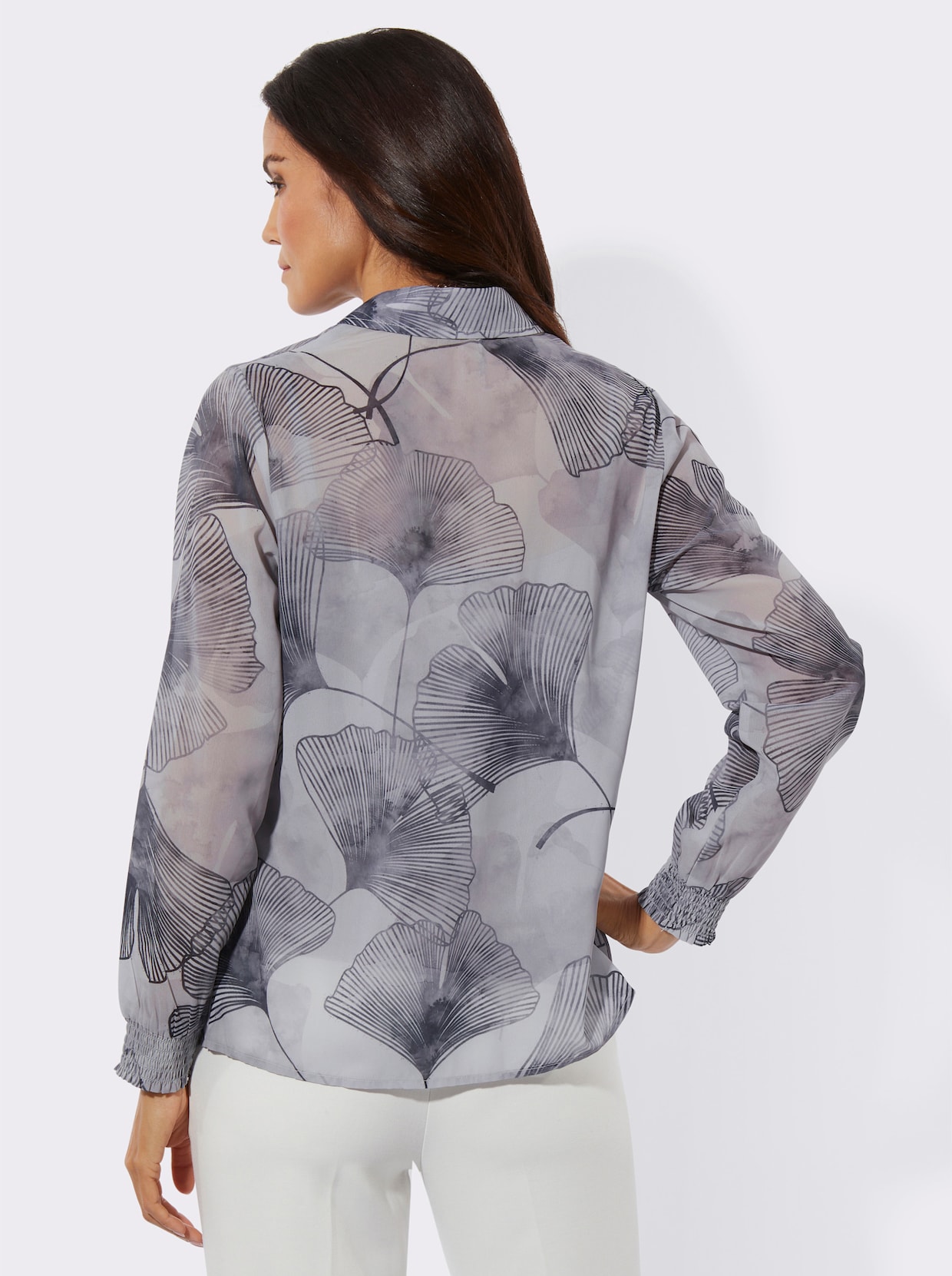 Hemdbluse - hellgrau-bedruckt