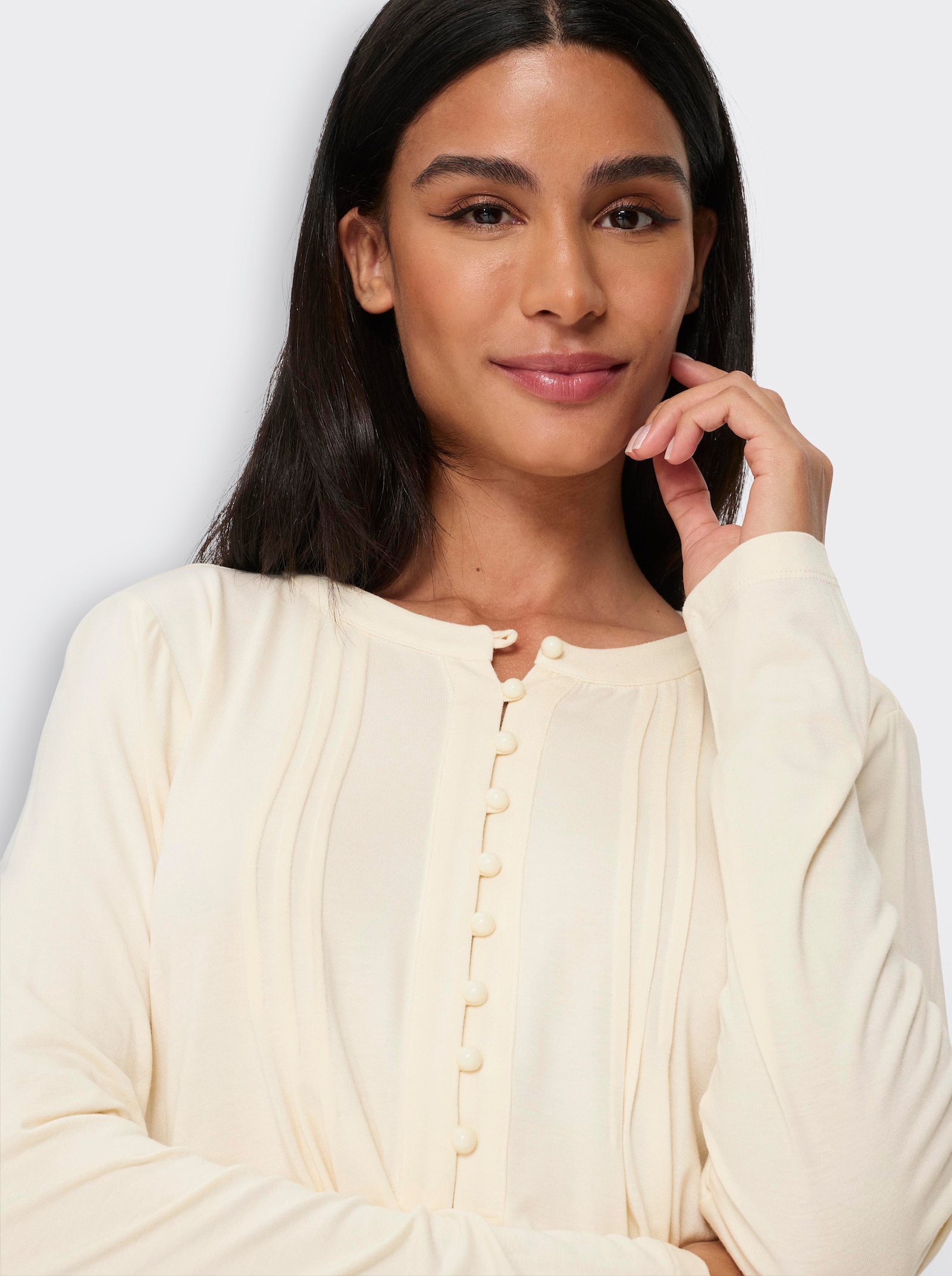 heine Langarmshirt mit Biesen - champagner