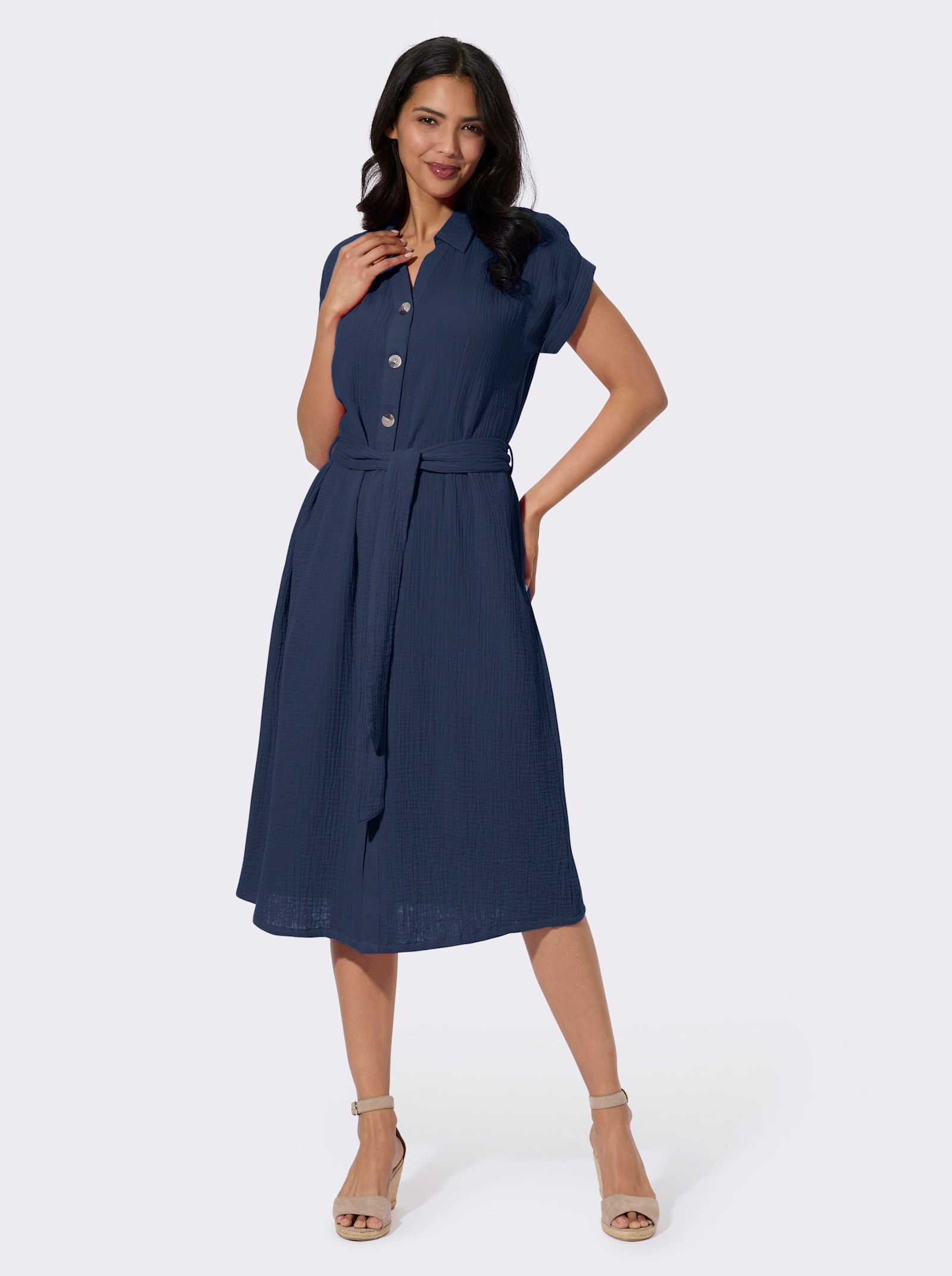 Baumwollkleid in Musselin-Qualität - dunkelblau