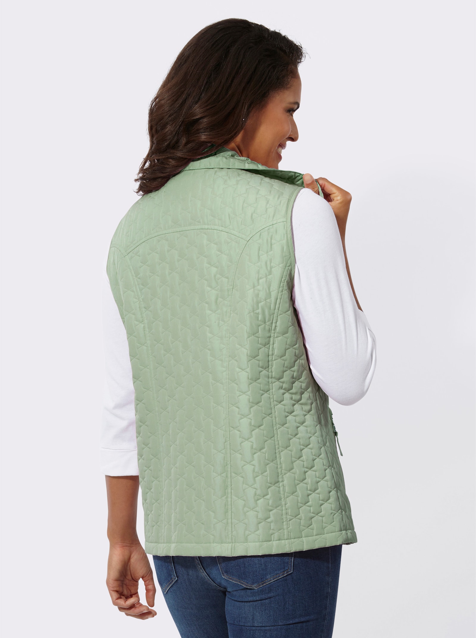 Steppweste mit knöpfbarer Innentasche - eucalyptus