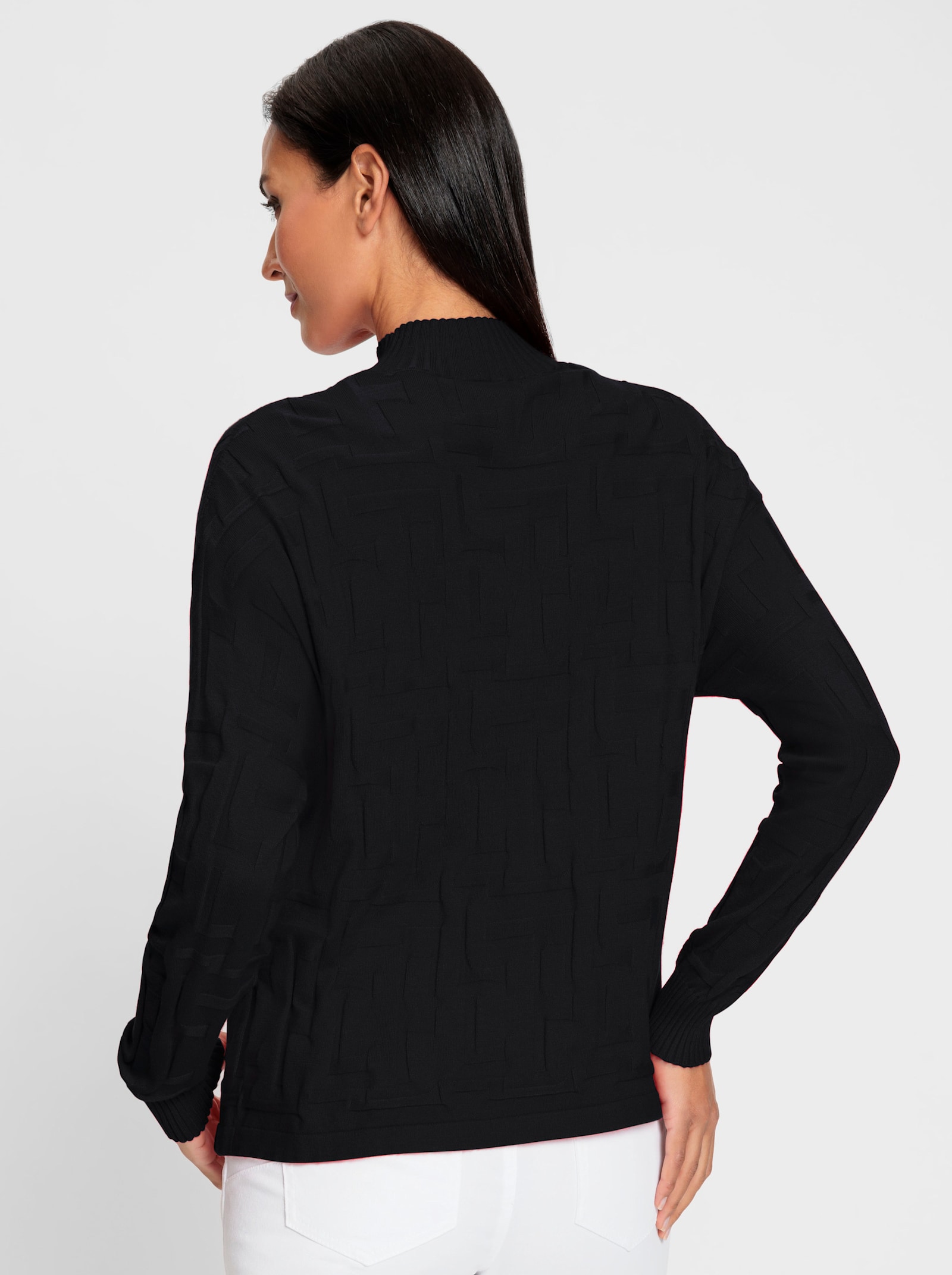 heine Jacquardpullover in 3-D-Optik gemustert - schwarz